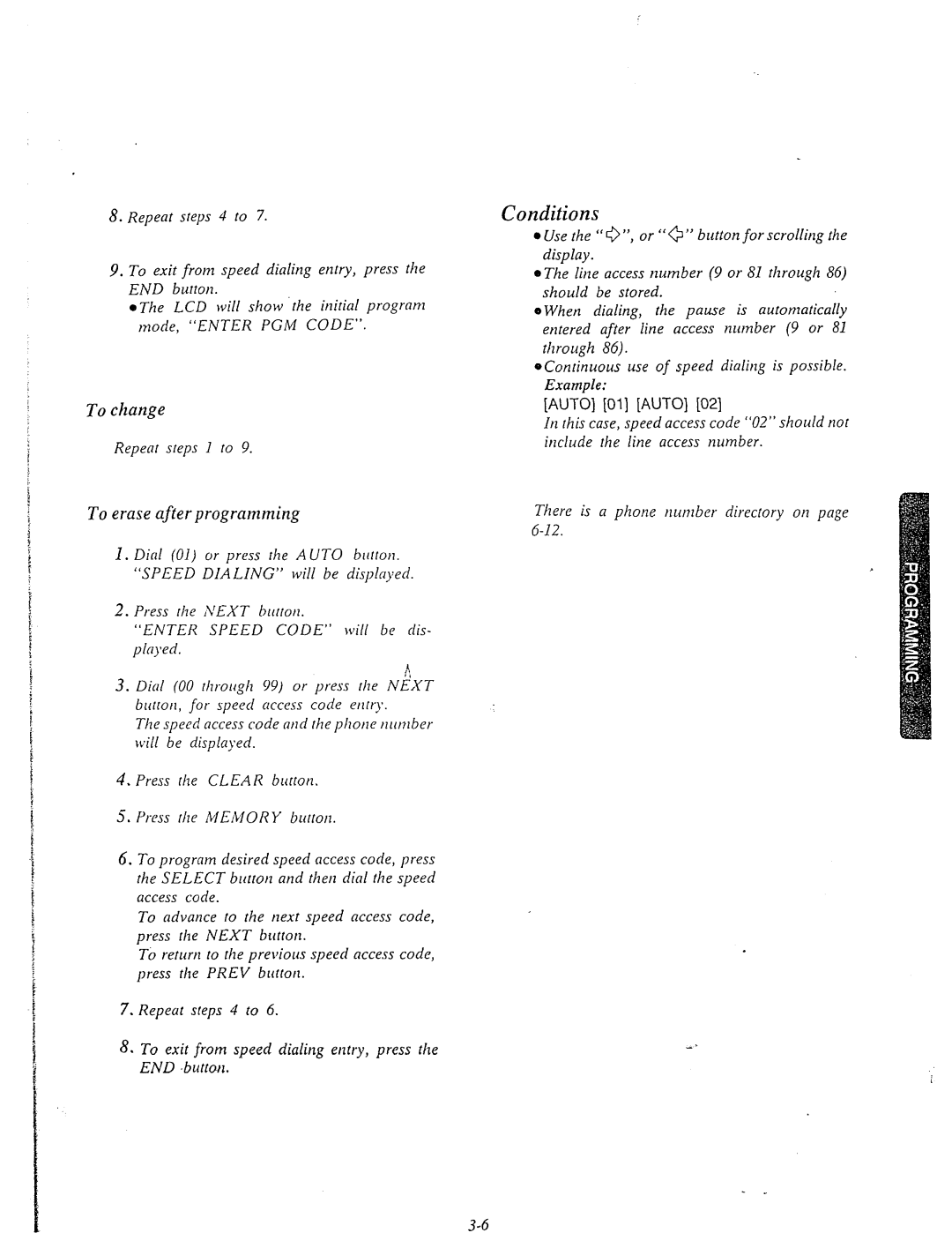 Panasonic KX-T61610 manual Conditions, To change, To erase after programming, Repeat steps 1 to 