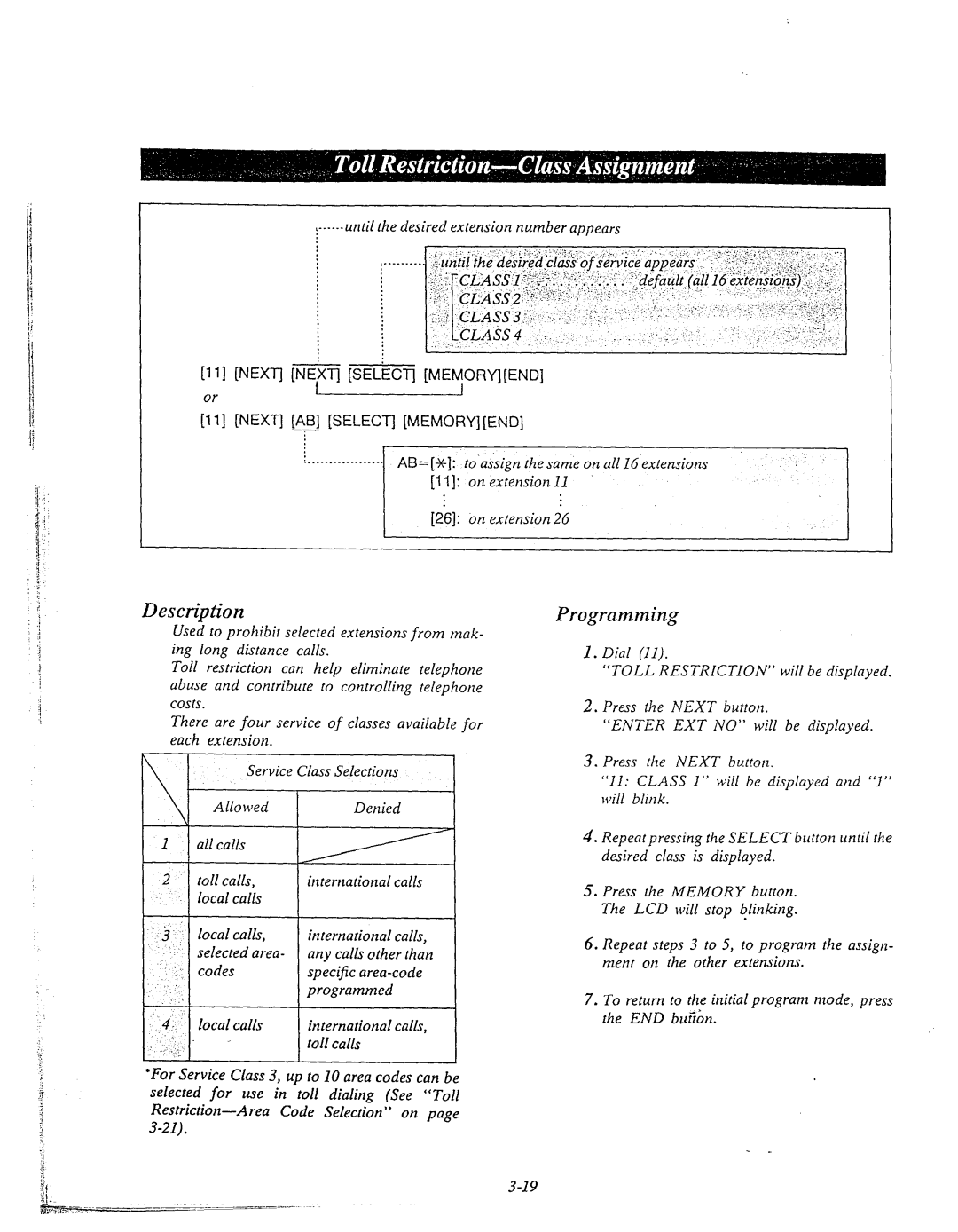 Panasonic KX-T61610 manual ’i --.-until the desired extension number appears, AB=++C to‘assign thesame on all 16’extensions 