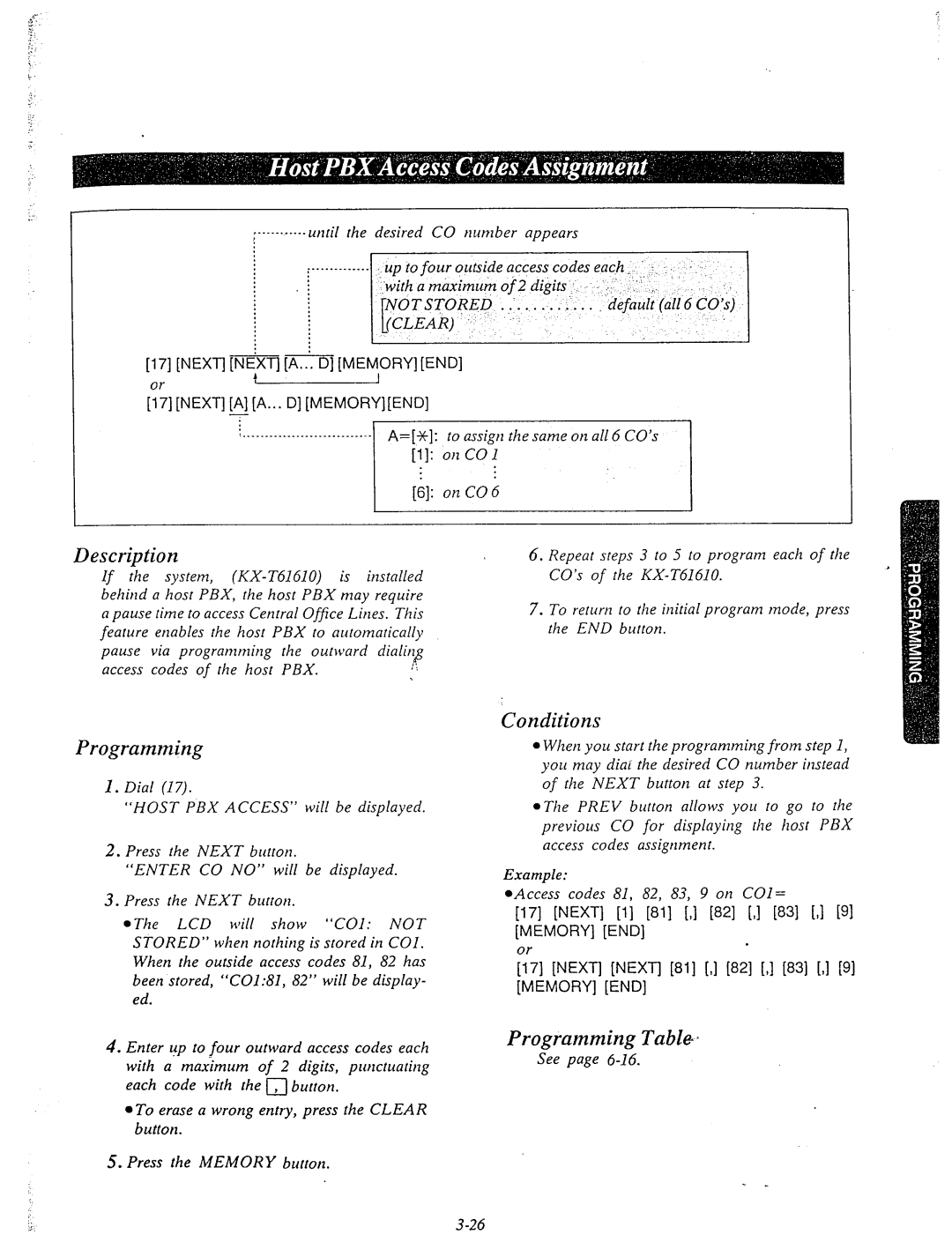 Panasonic KX-T61610 manual ~~---.~~~~~until the desired CO number appears, V71 NEXT1 Next Pll Ll WI Ll F331 LI PI 