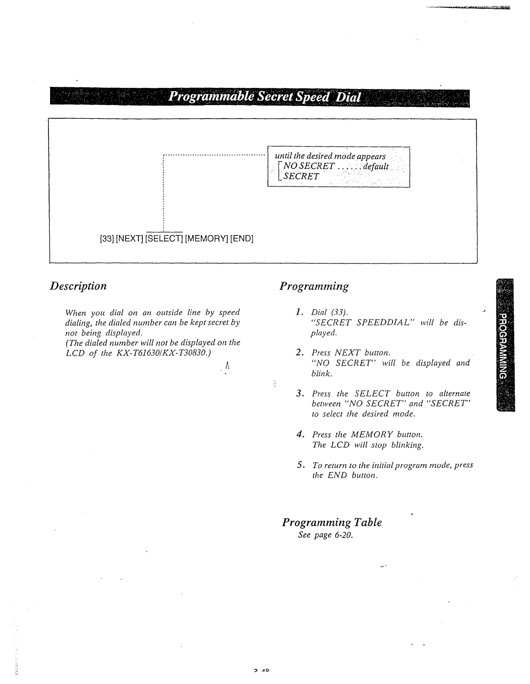 Panasonic KX-T61610 manual ~~~-~~~il--until~~~the desired mode--~~appears---~~.~~--~, 3escription 