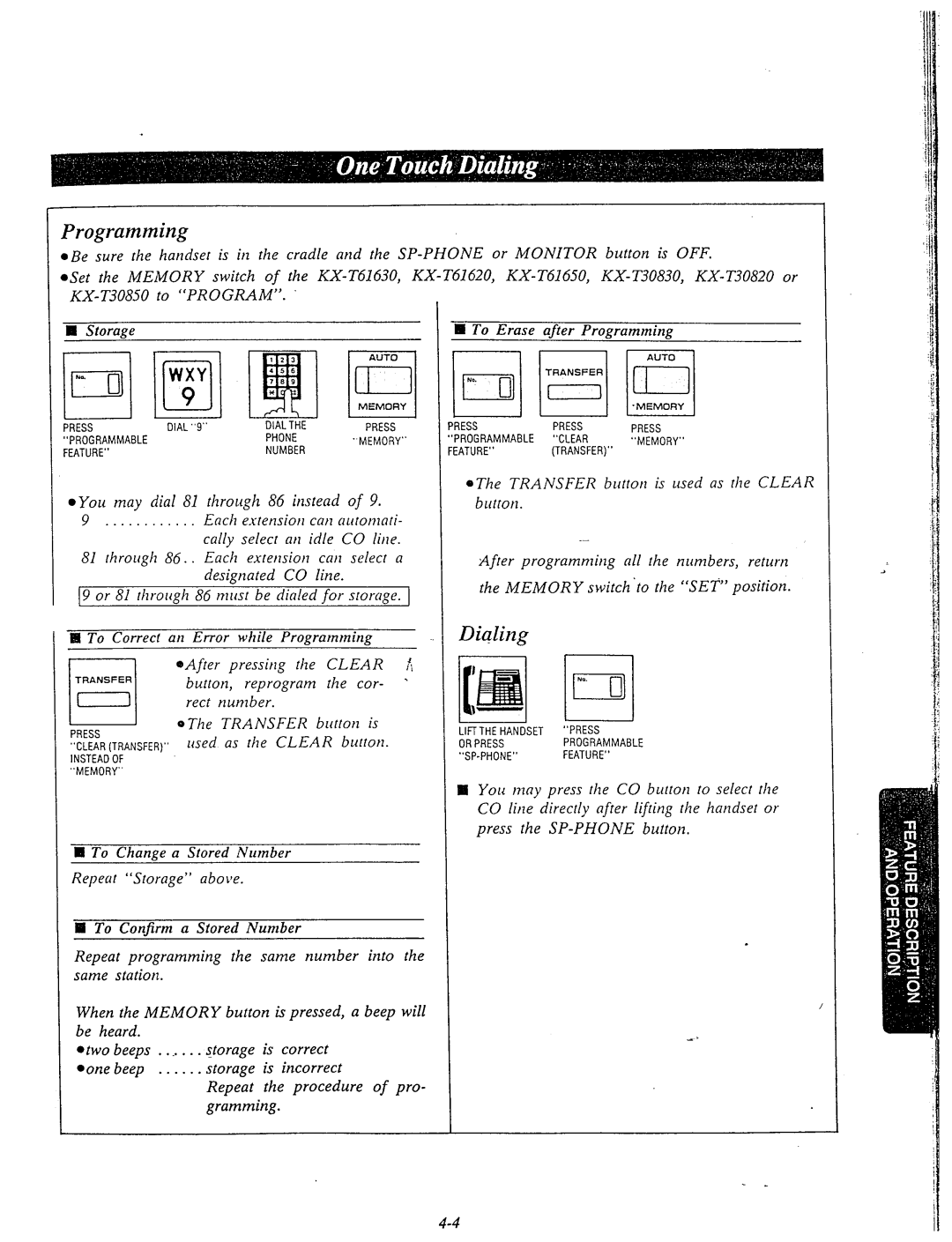 Panasonic KX-T61610 manual Programming, Dialing 