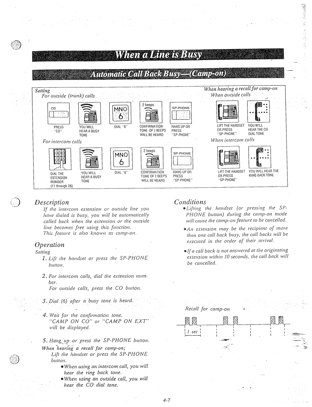 Panasonic KX-T61610 manual Qpemtion, For inierc&n calls 