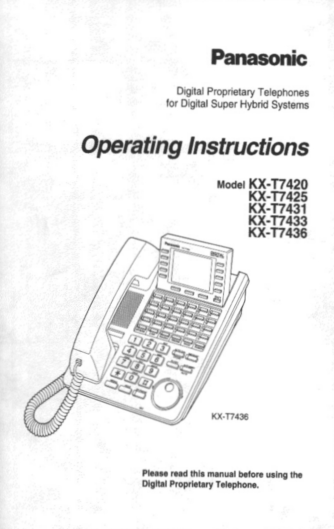 Panasonic KX-T7436 manual 