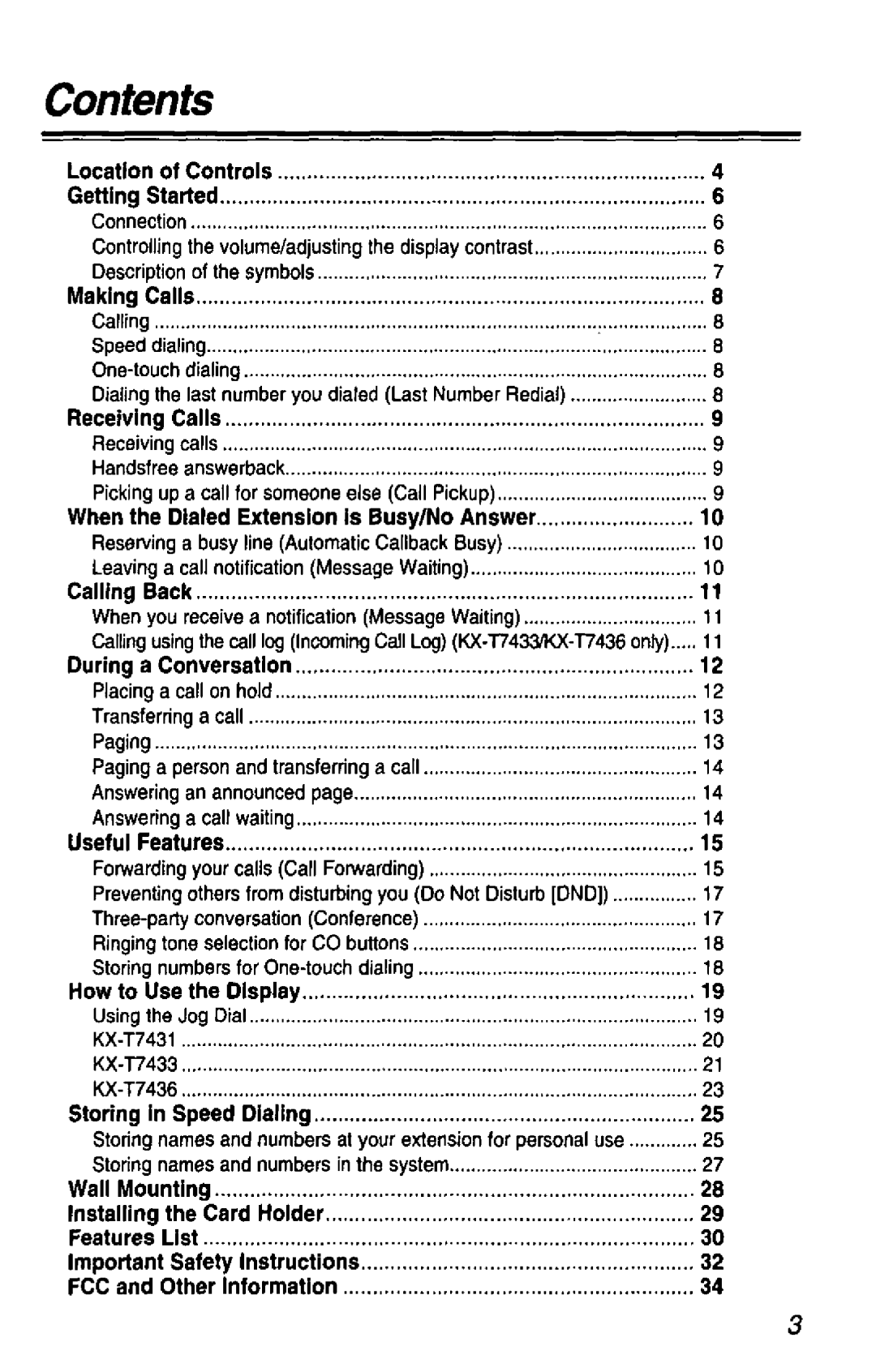 Panasonic KX-T7436 manual 