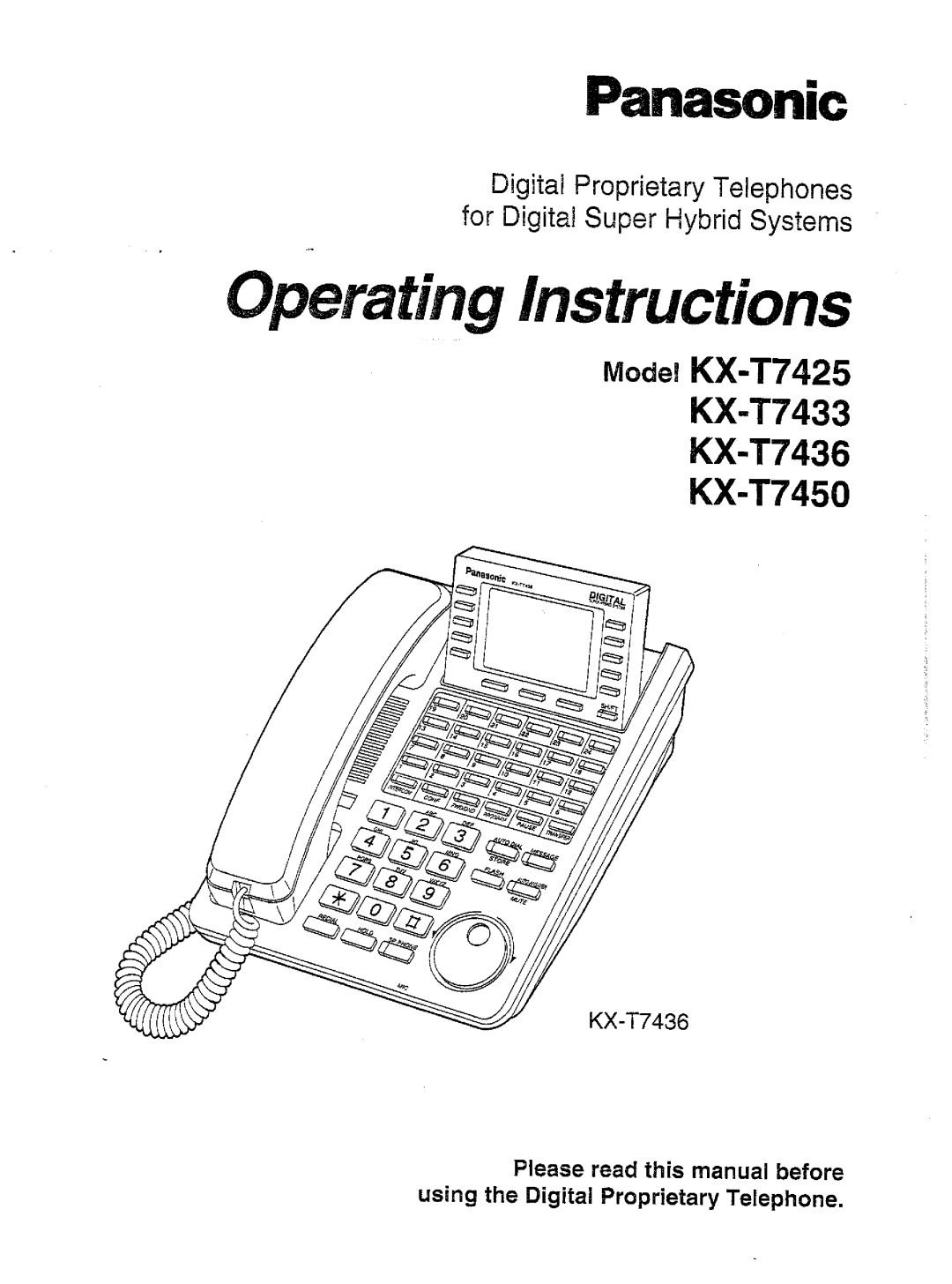 Panasonic KX-T7450 manual 