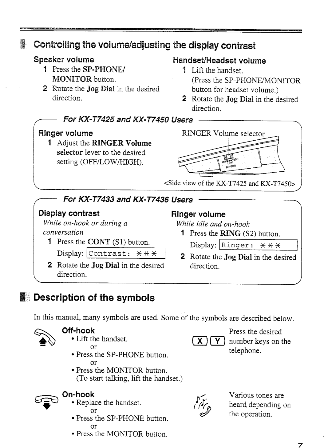 Panasonic KX-T7450 manual 