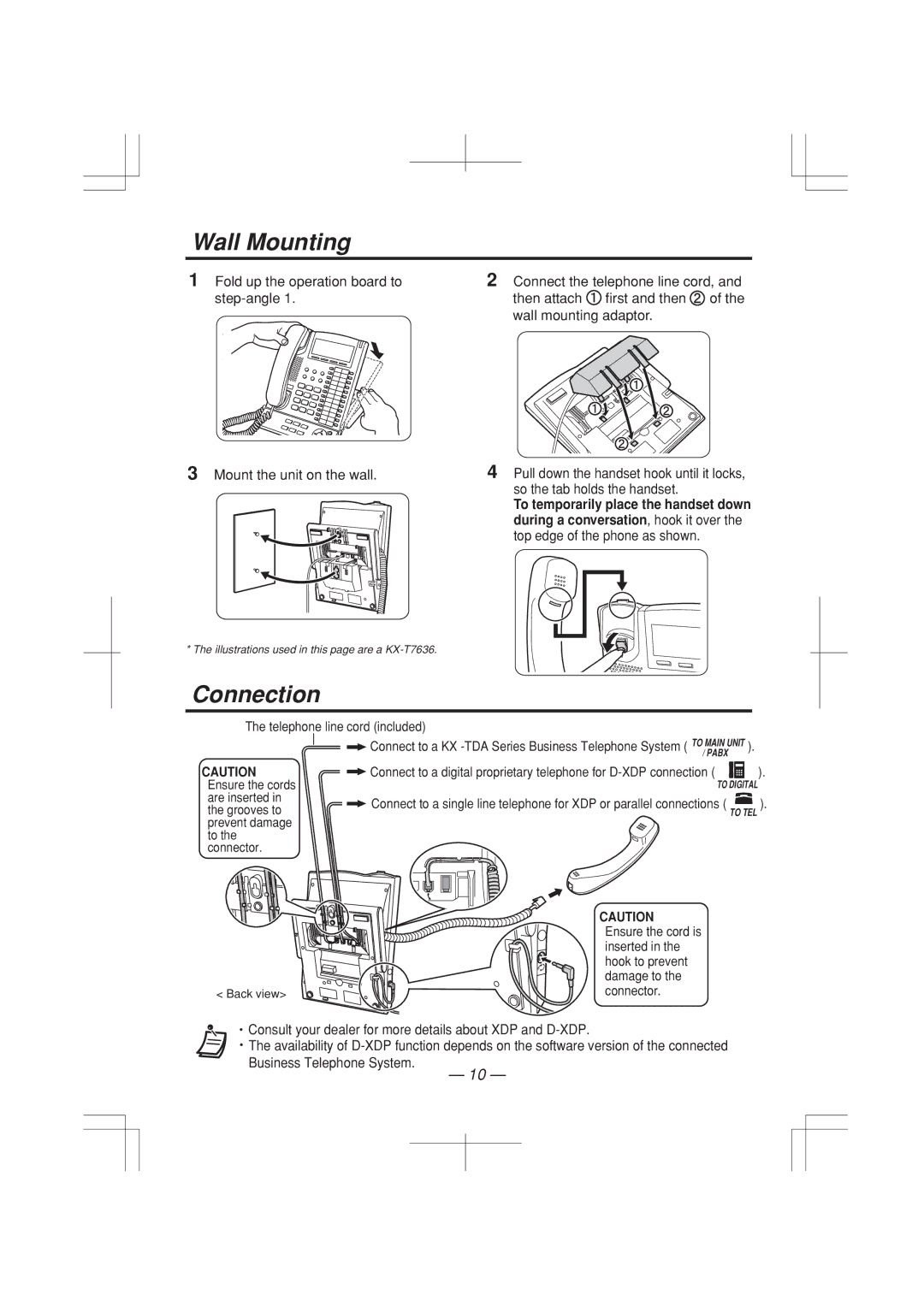 Panasonic KX-T7636E, KX-T7625E, KX-T7633E, KX-T7630E manual Wall Mounting 