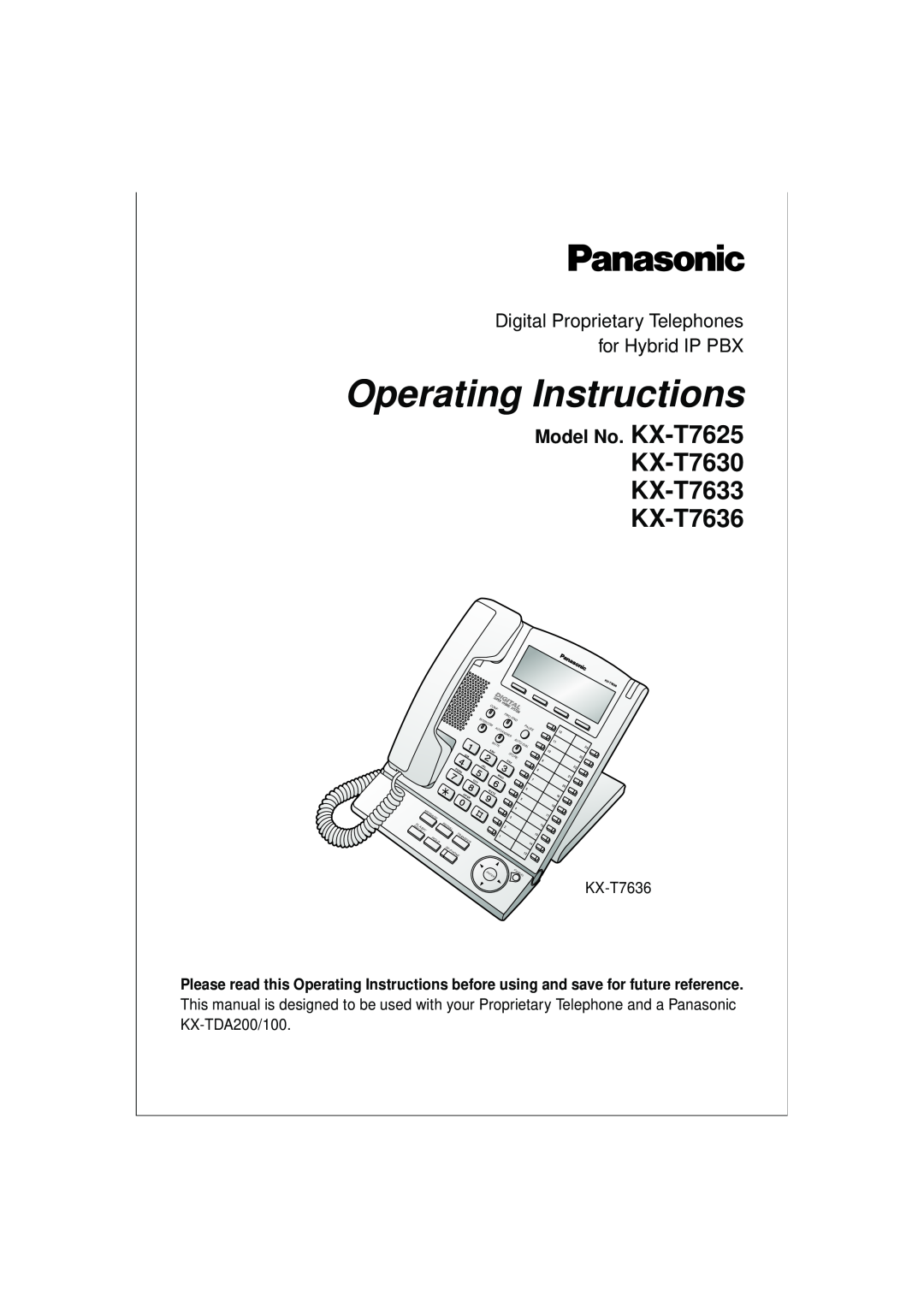 Panasonic operating instructions Operating Instructions, KX-T7630 KX-T7633 KX-T7636, Model No. KX-T7625, Conf, Auto 