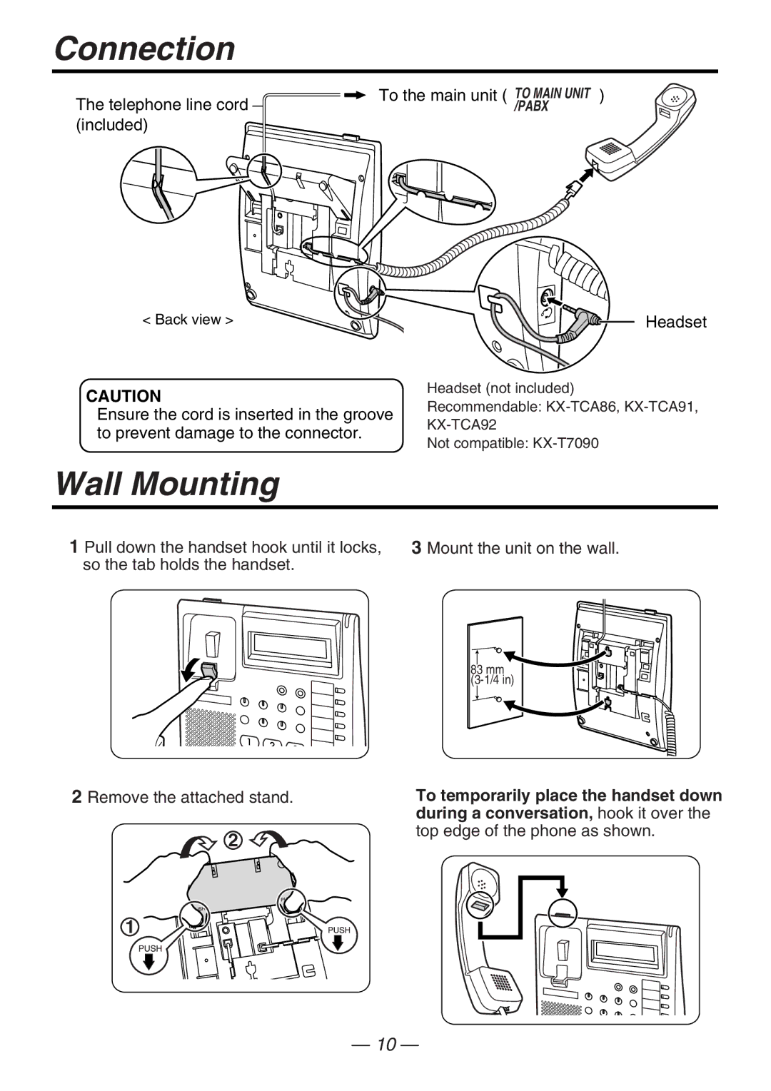 Panasonic KX-T7667 manual Connection, Wall Mounting 