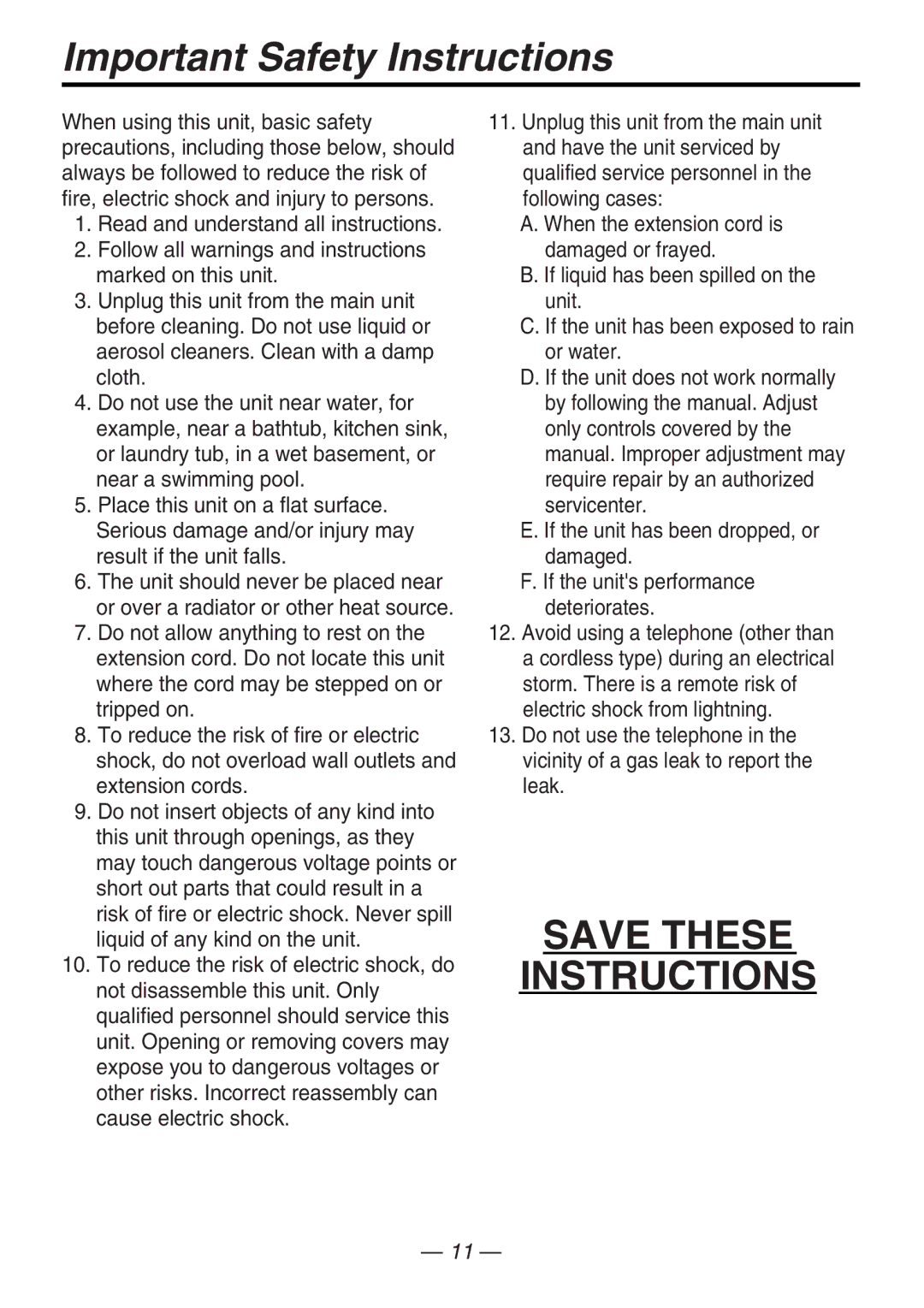 Panasonic KX-T7667 manual Important Safety Instructions, If the unit has been dropped, or damaged 