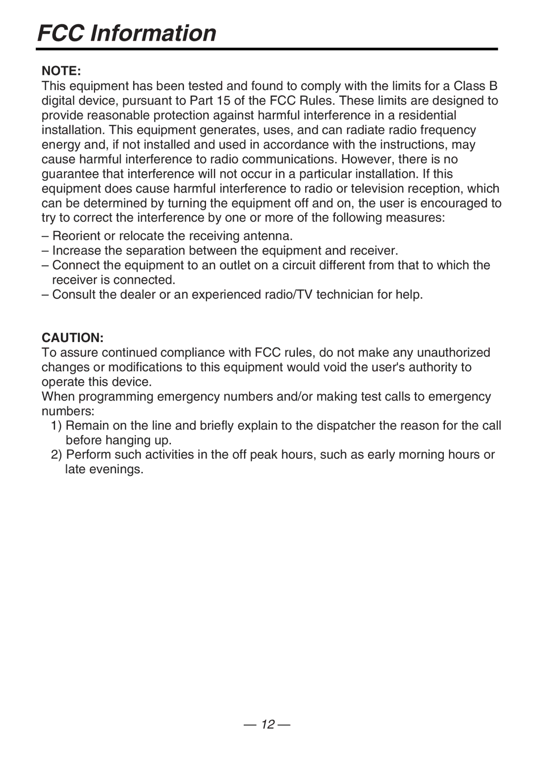 Panasonic KX-T7667 manual FCC Information 