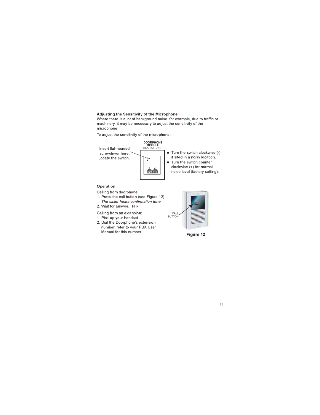 Panasonic KX-T7775 operating instructions Adjusting the Sensitivity of the Microphone, Operation 