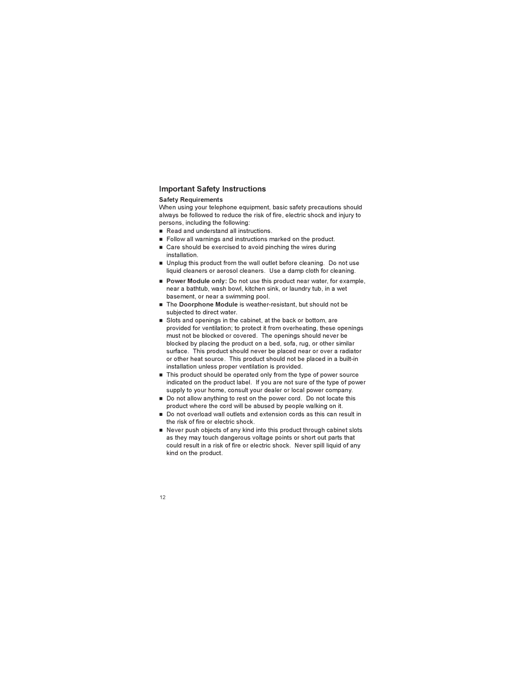 Panasonic KX-T7775 operating instructions Important Safety Instructions, Safety Requirements 