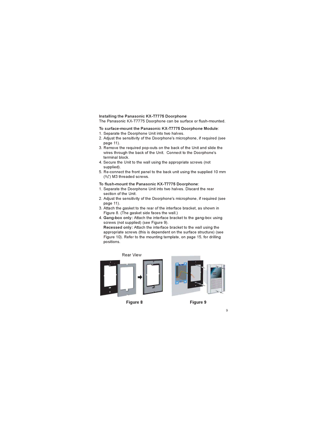 Panasonic Installing the Panasonic KX-T7775 Doorphone, To surface-mount the Panasonic KX-T7775 Doorphone Module 