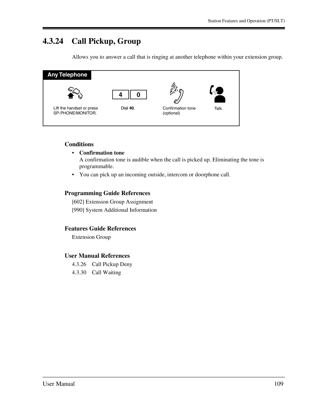 Panasonic KX-TA1232 user manual Call Pickup, Group, 109 