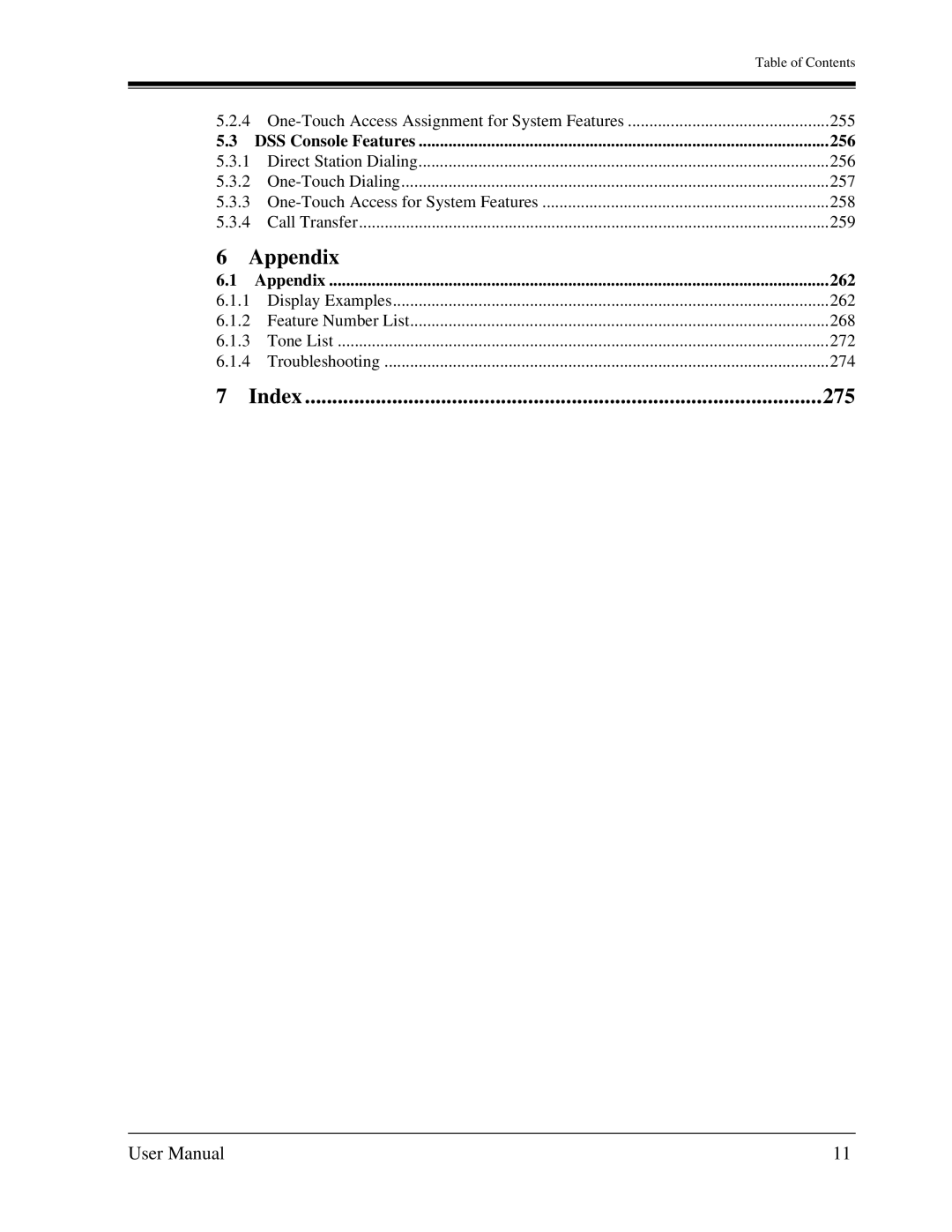 Panasonic KX-TA1232 user manual 256, 262 