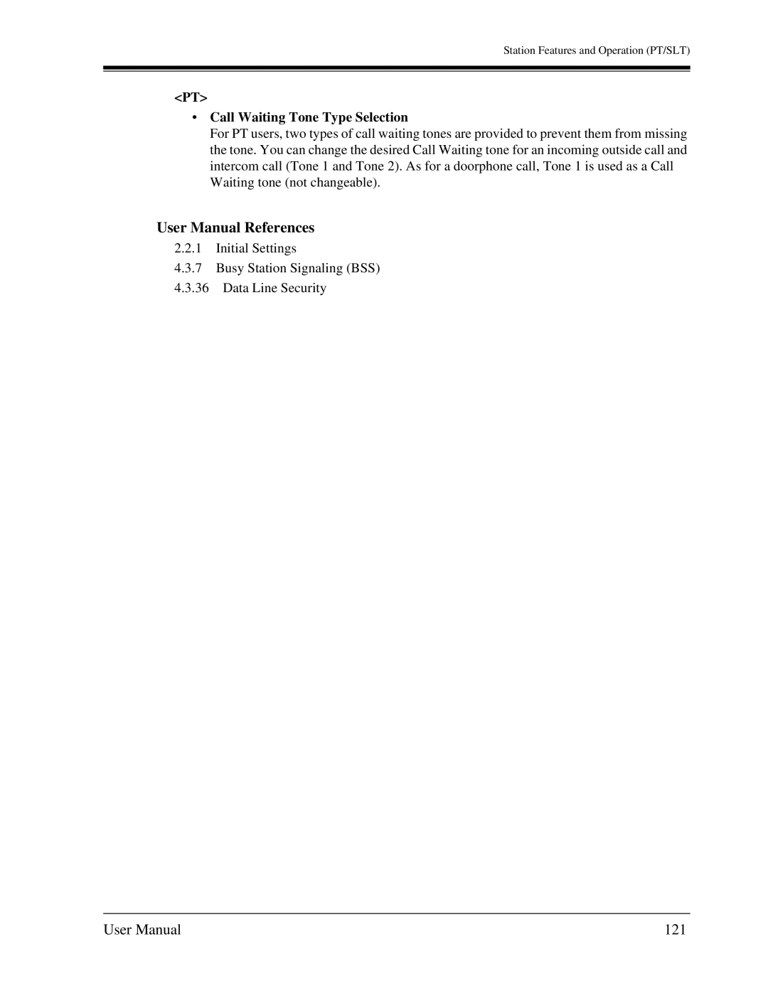 Panasonic KX-TA1232 user manual 121, Call Waiting Tone Type Selection 