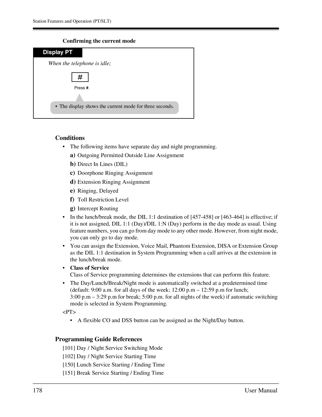 Panasonic KX-TA1232 user manual 178, Confirming the current mode, When the telephone is idle 