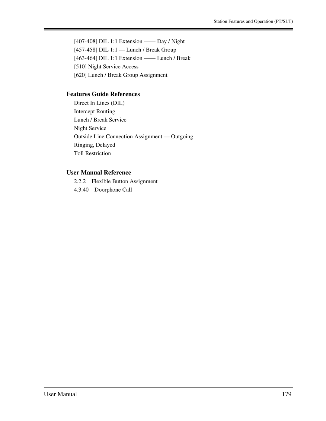 Panasonic KX-TA1232 user manual Features Guide References, 179 