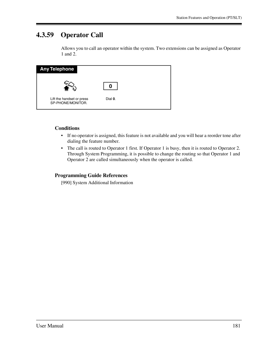 Panasonic KX-TA1232 user manual Operator Call, 181 