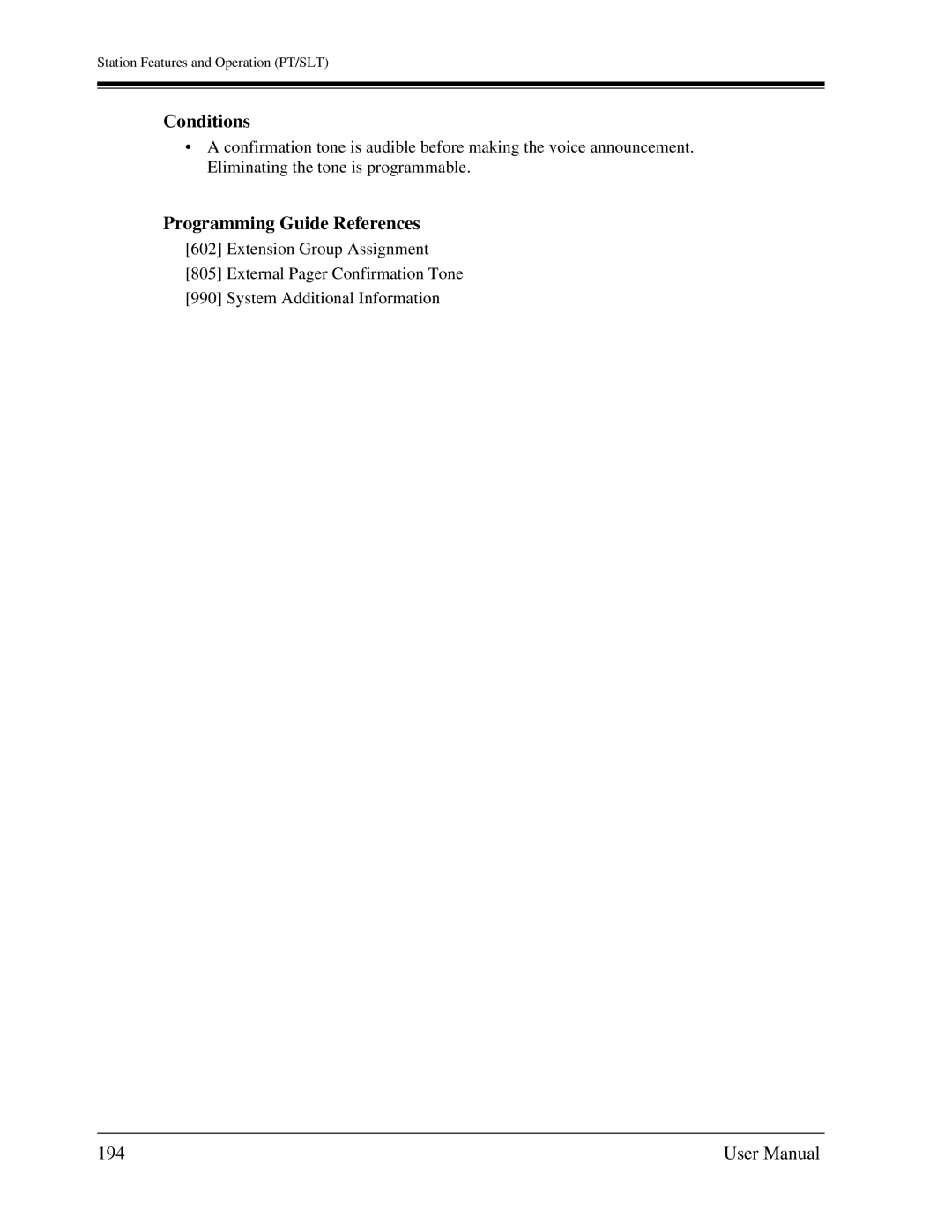 Panasonic KX-TA1232 user manual Conditions, 194 