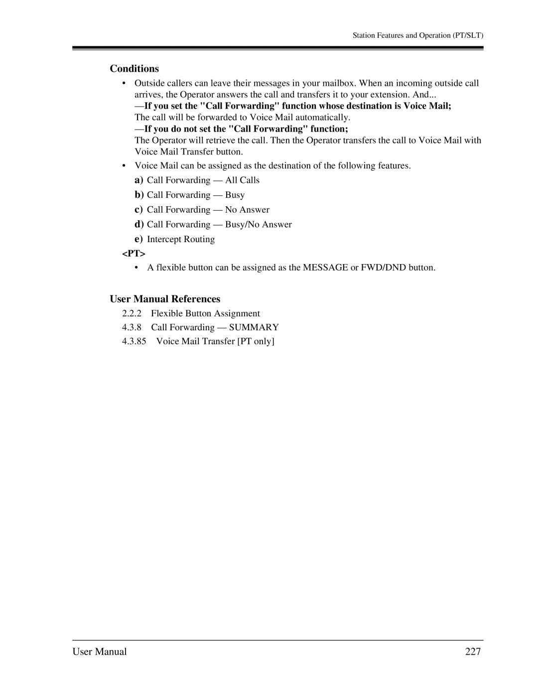 Panasonic KX-TA1232 user manual Conditions, 227 