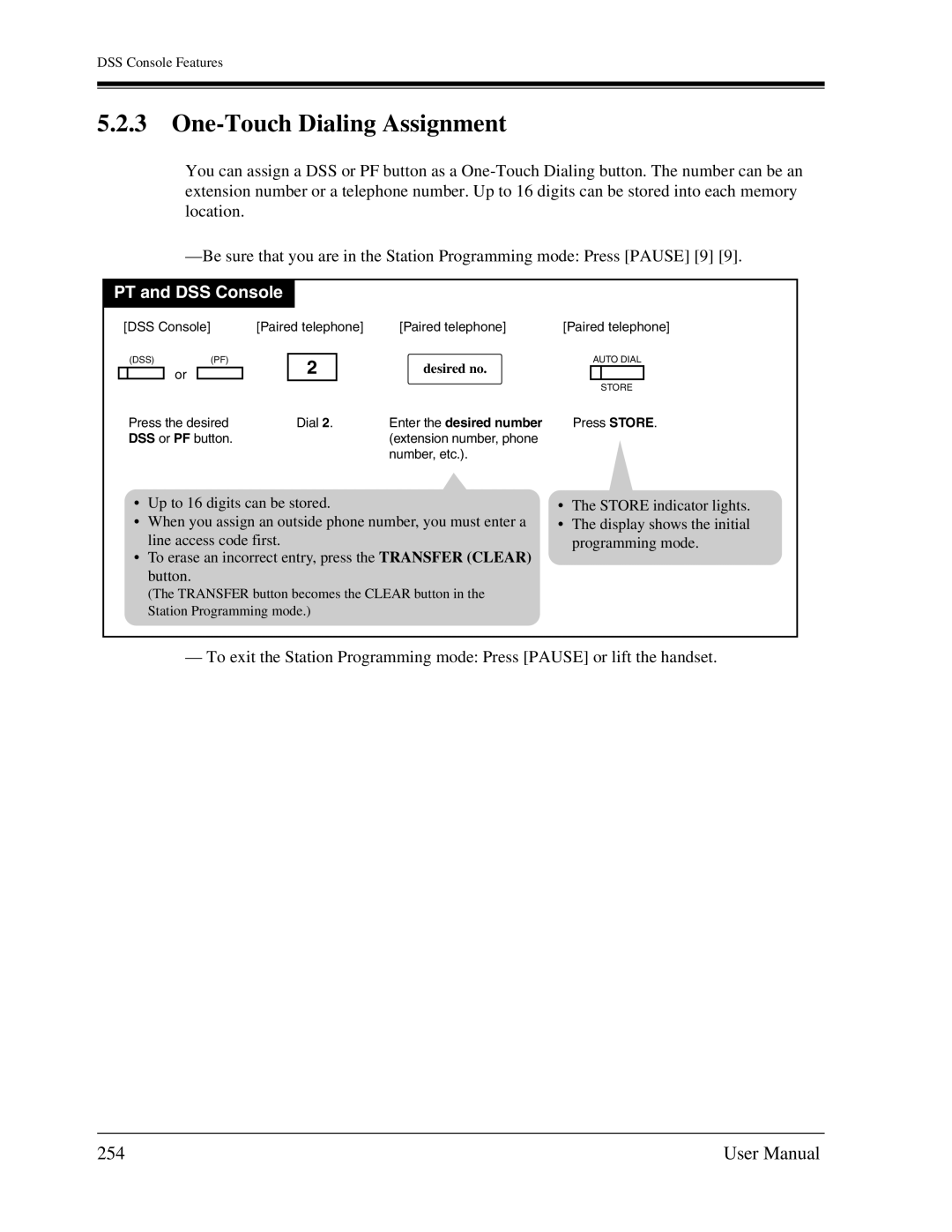 Panasonic KX-TA1232 user manual One-Touch Dialing Assignment, 254 