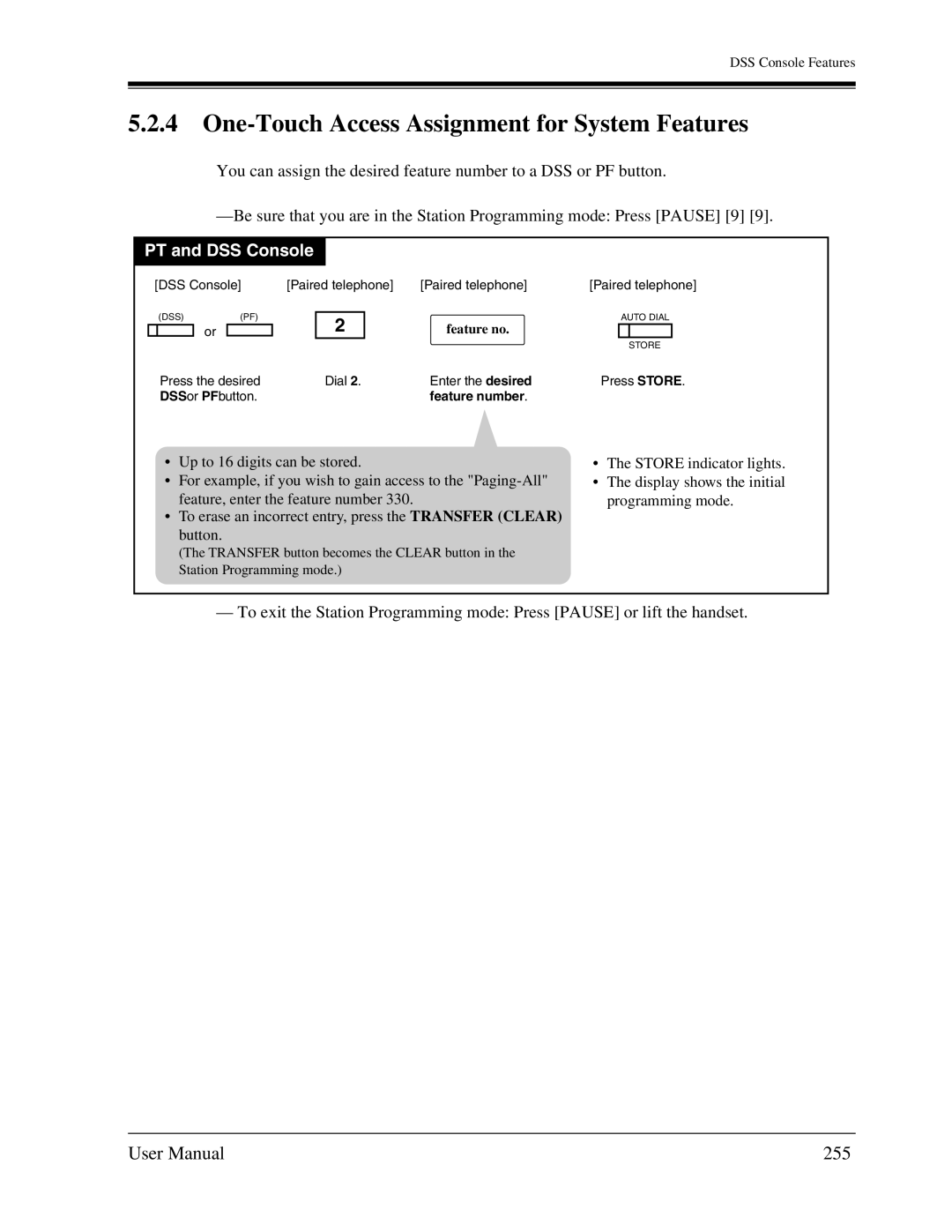 Panasonic KX-TA1232 user manual One-Touch Access Assignment for System Features, 255, Feature no 