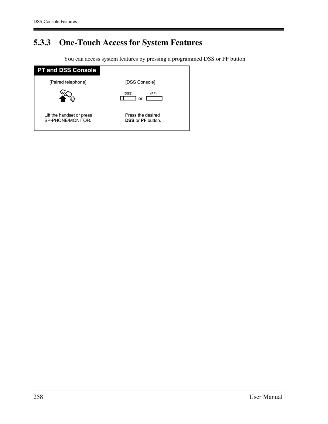 Panasonic KX-TA1232 user manual One-Touch Access for System Features, 258 