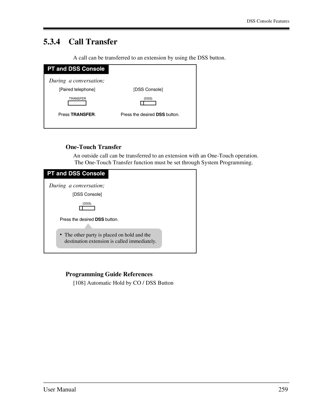 Panasonic KX-TA1232 user manual Call Transfer, One-Touch Transfer, 259 