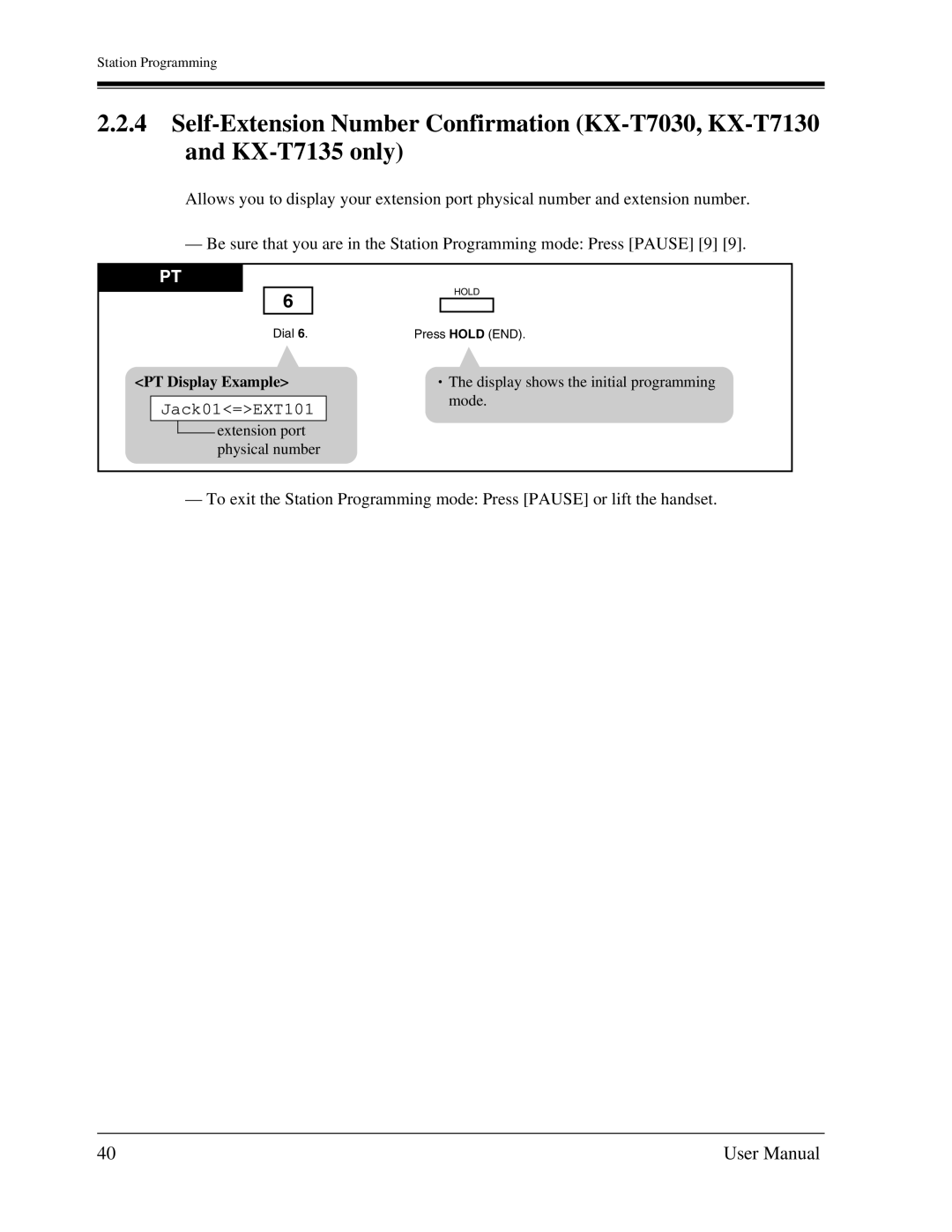 Panasonic KX-TA1232 user manual Jack01=EXT101 