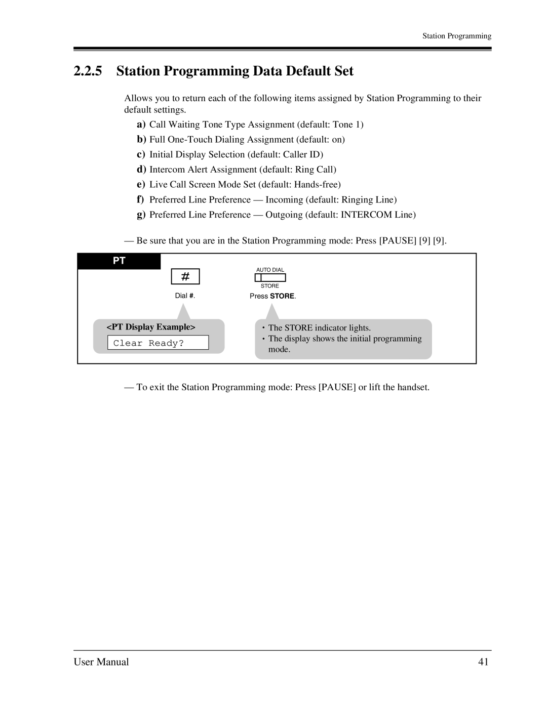 Panasonic KX-TA1232 user manual Station Programming Data Default Set, Clear Ready? 