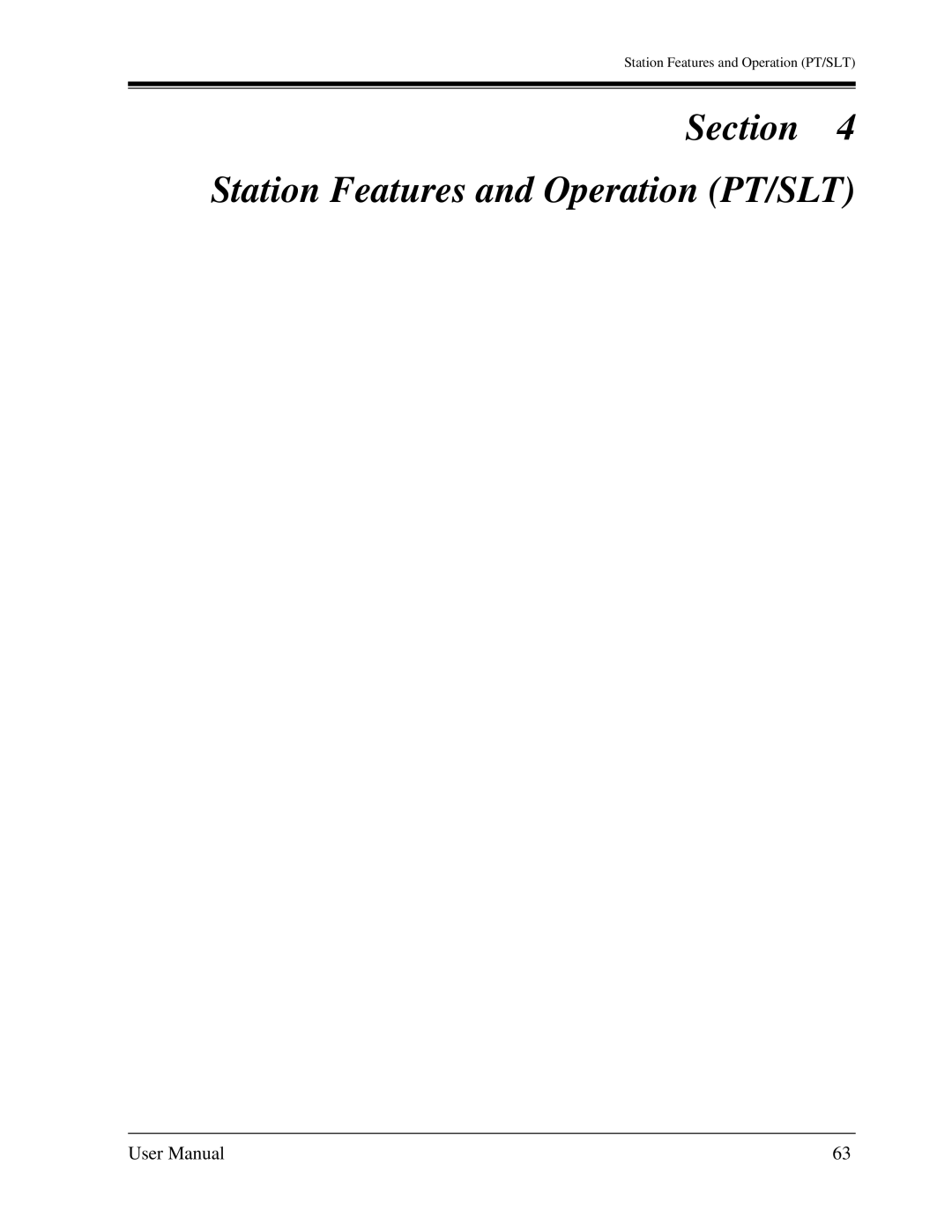 Panasonic KX-TA1232 user manual Section Station Features and Operation PT/SLT 