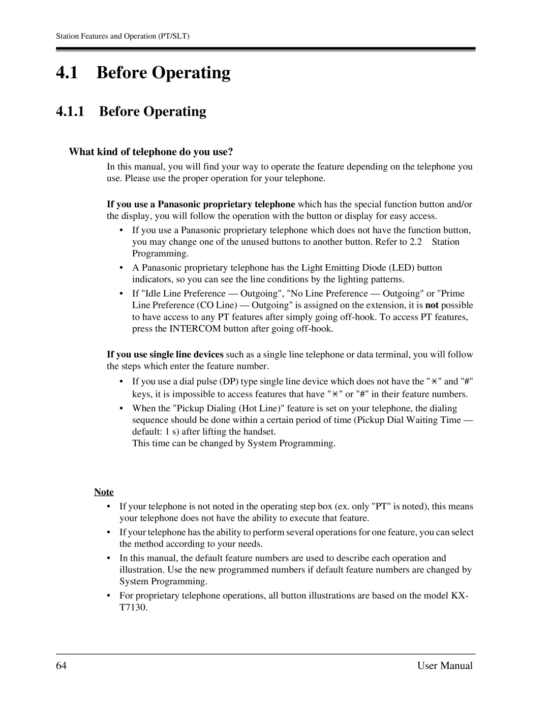 Panasonic KX-TA1232 user manual Before Operating, What kind of telephone do you use? 