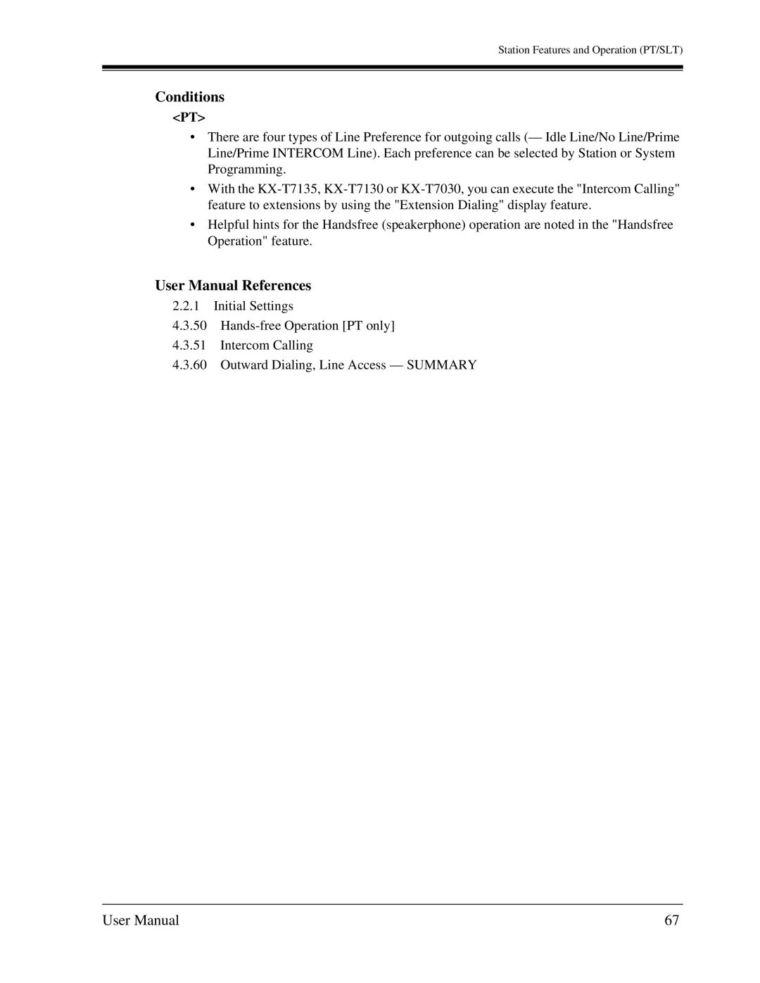 Panasonic KX-TA1232 user manual Conditions 