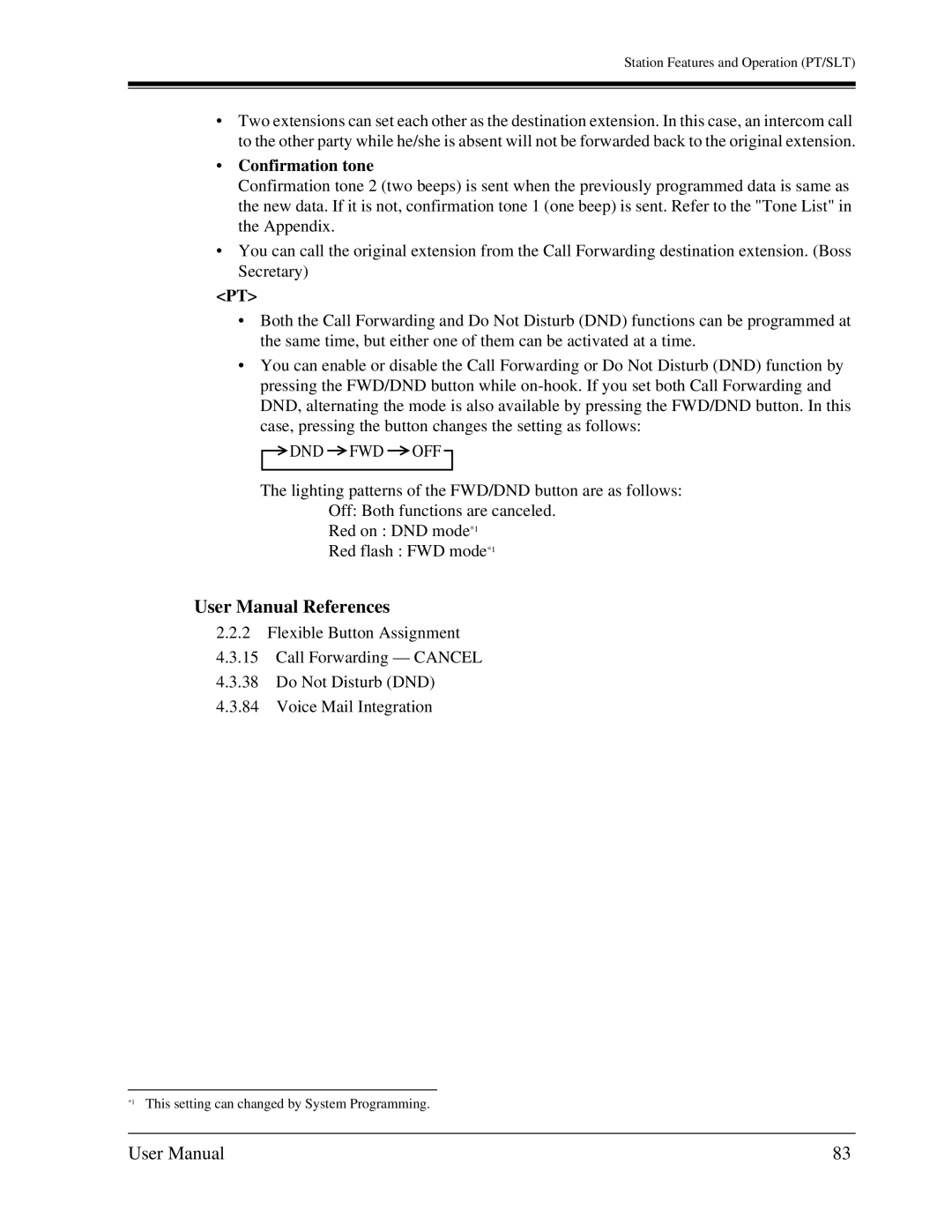 Panasonic KX-TA1232 user manual Confirmation tone, Dnd Fwd Off 