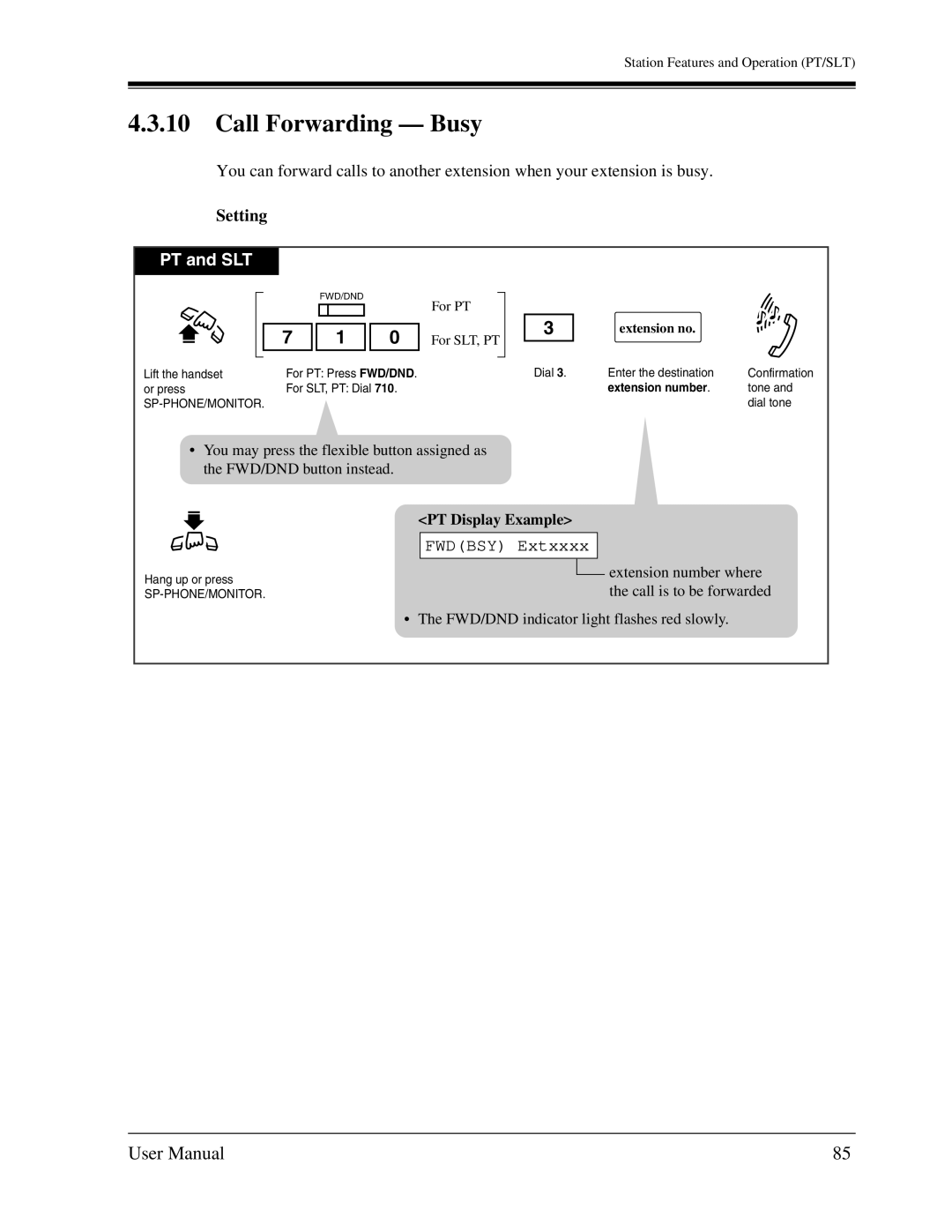 Panasonic KX-TA1232 user manual Call Forwarding Busy, Fwdbsy Extxxxx 