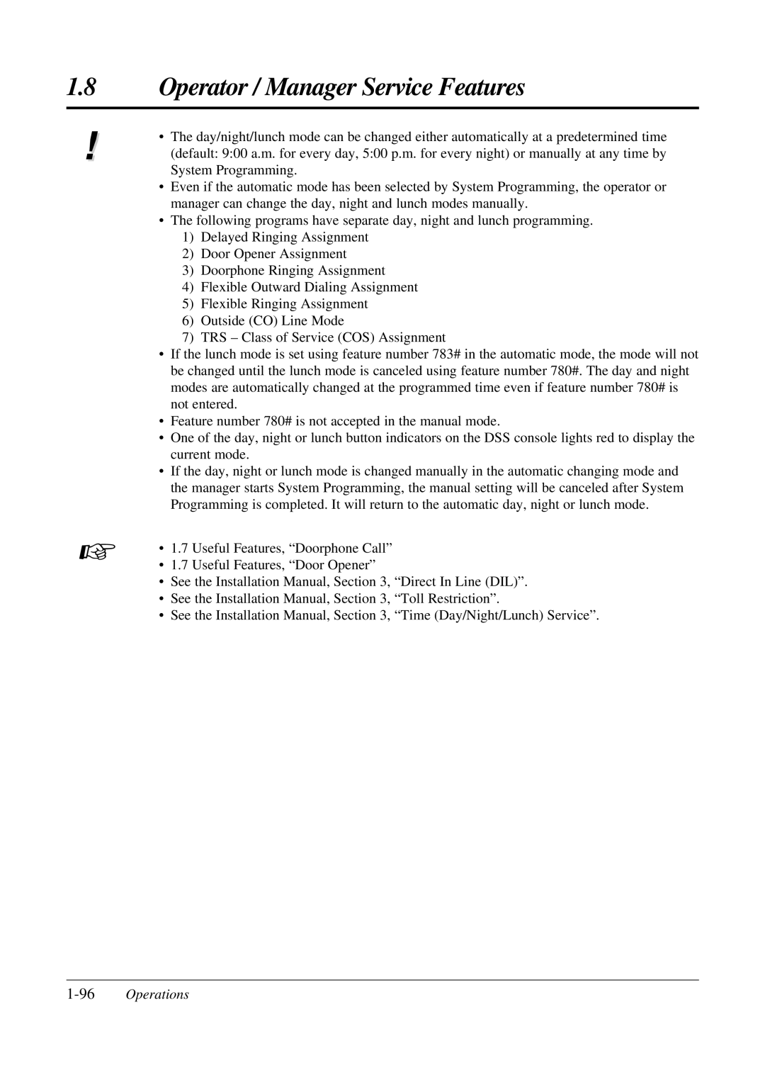 Panasonic KX-TA308 operating instructions 96Operations 