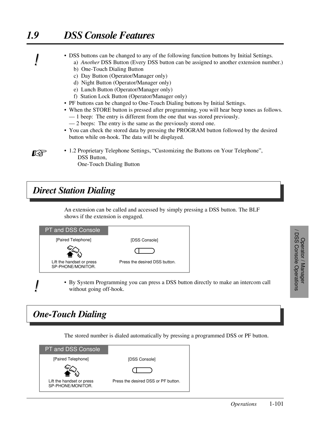 Panasonic KX-TA308 operating instructions Direct Station Dialing, One-Touch Dialing 