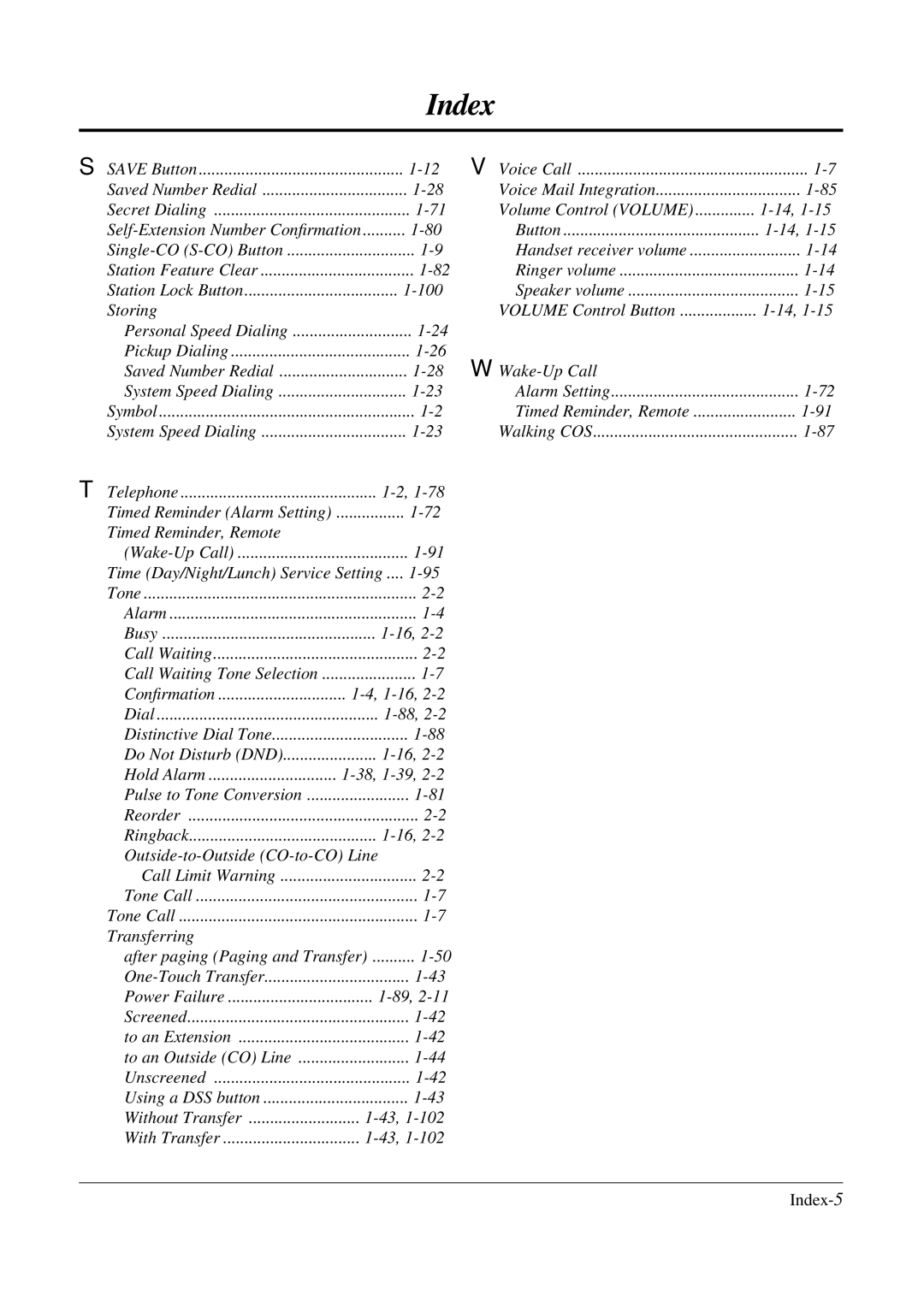 Panasonic KX-TA308 operating instructions Index-5, After paging Paging and Transfer 