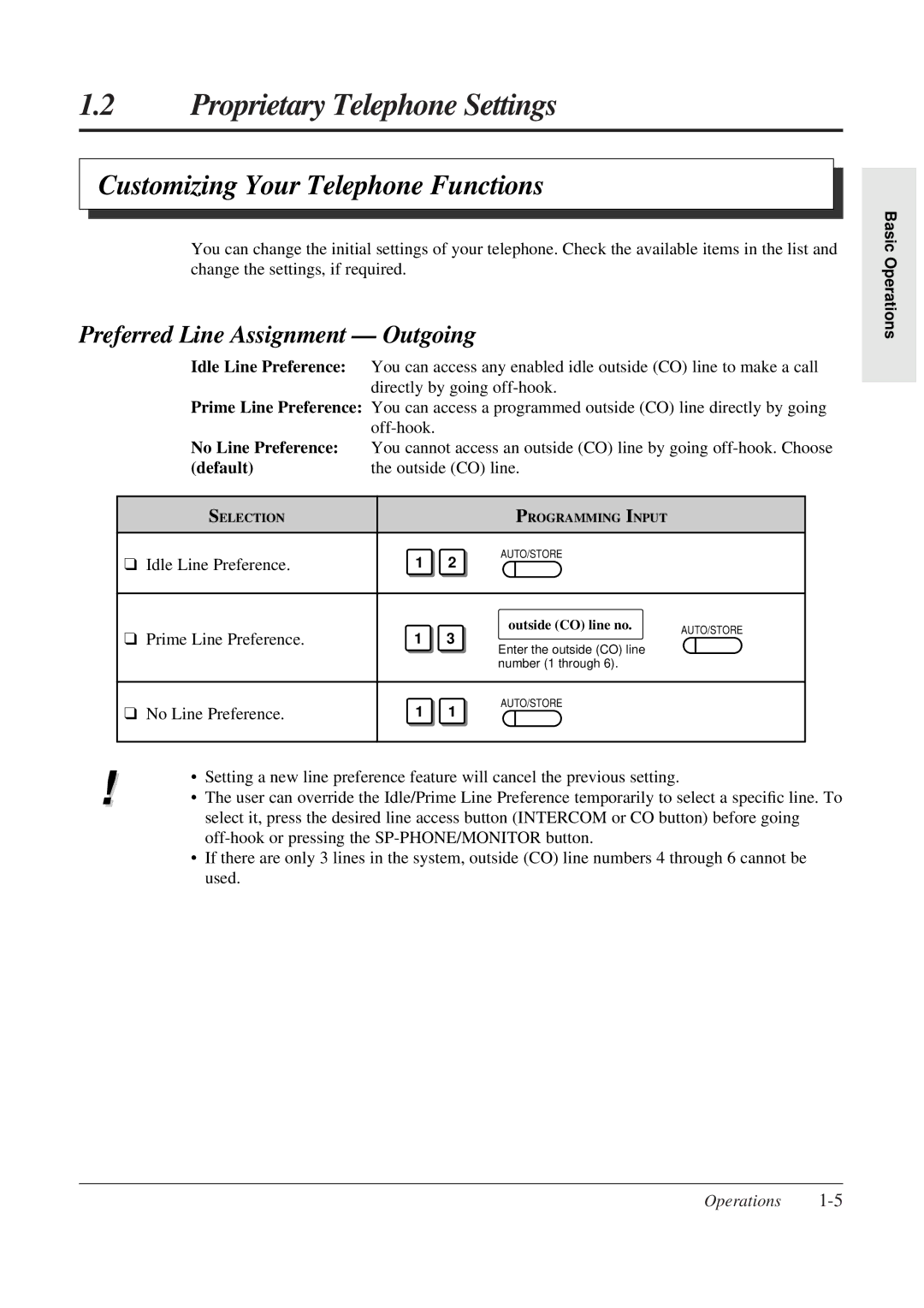 Panasonic KX-TA308 Customizing Your Telephone Functions, Preferred Line Assignment Outgoing, Outside CO line no 