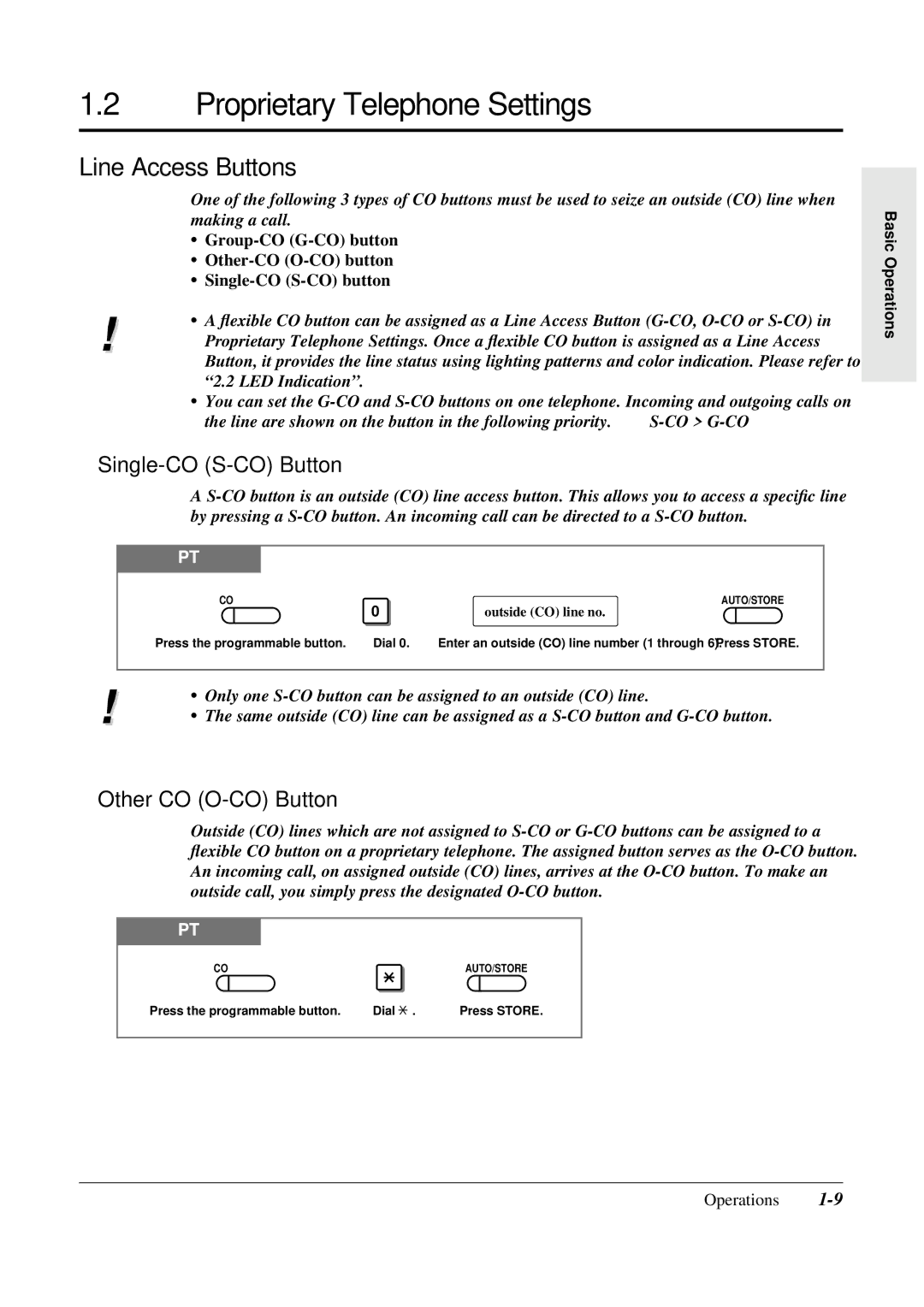 Panasonic KX-TA308 operating instructions Line Access Buttons, Single-CO S-CO Button 