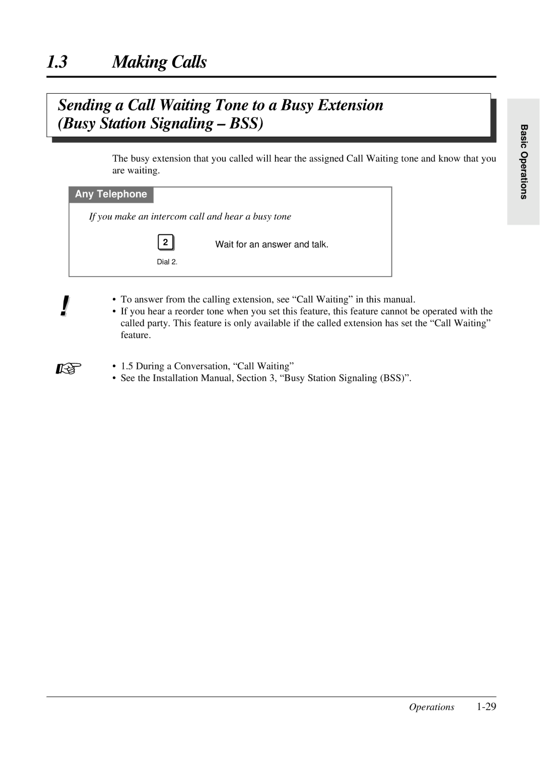 Panasonic KX-TA308 operating instructions If you make an intercom call and hear a busy tone 