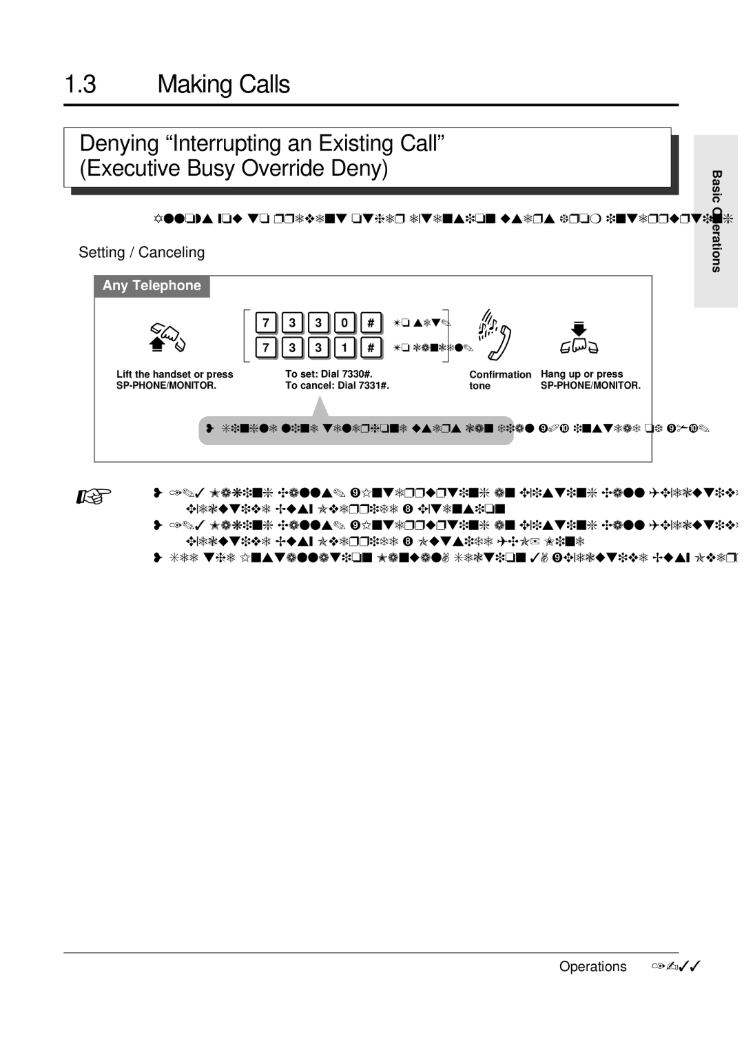 Panasonic KX-TA308 operating instructions Setting / Canceling, To set To cancel 