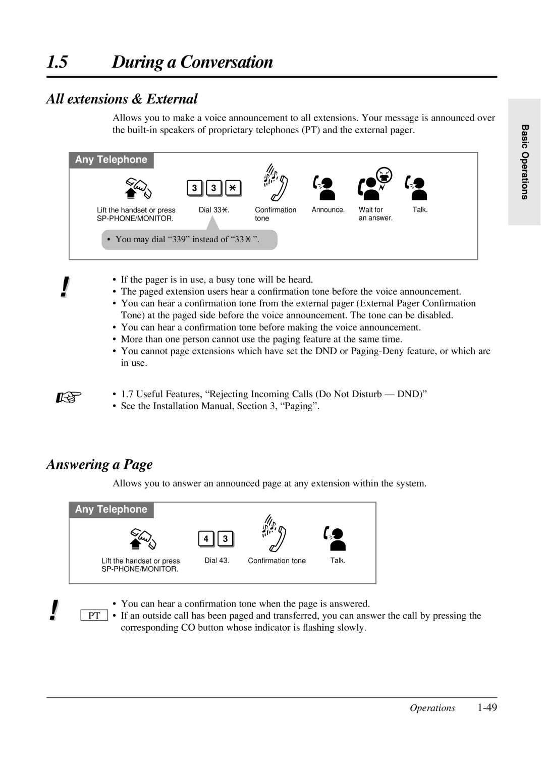 Panasonic KX-TA308 operating instructions All extensions & External, Answering a 