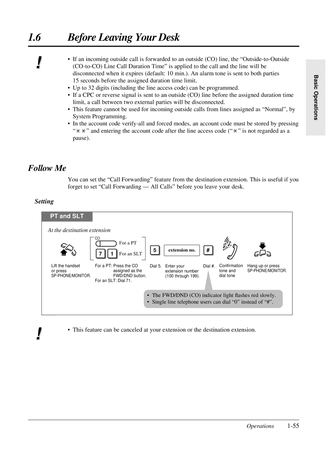 Panasonic KX-TA308 operating instructions Follow Me, At the destination extension 