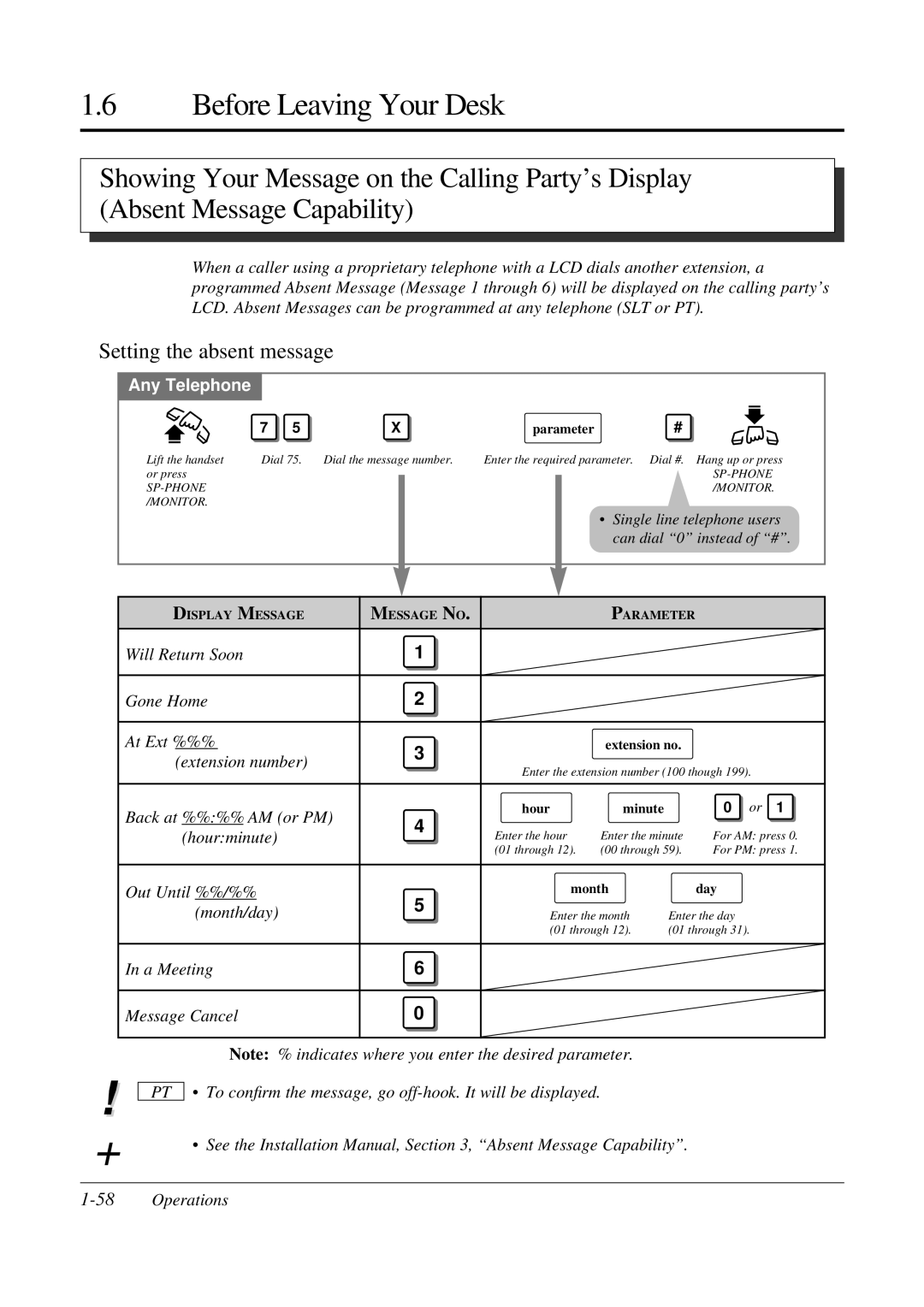 Panasonic KX-TA308 operating instructions Extension number, Hourminute, Month/day, 58Operations 