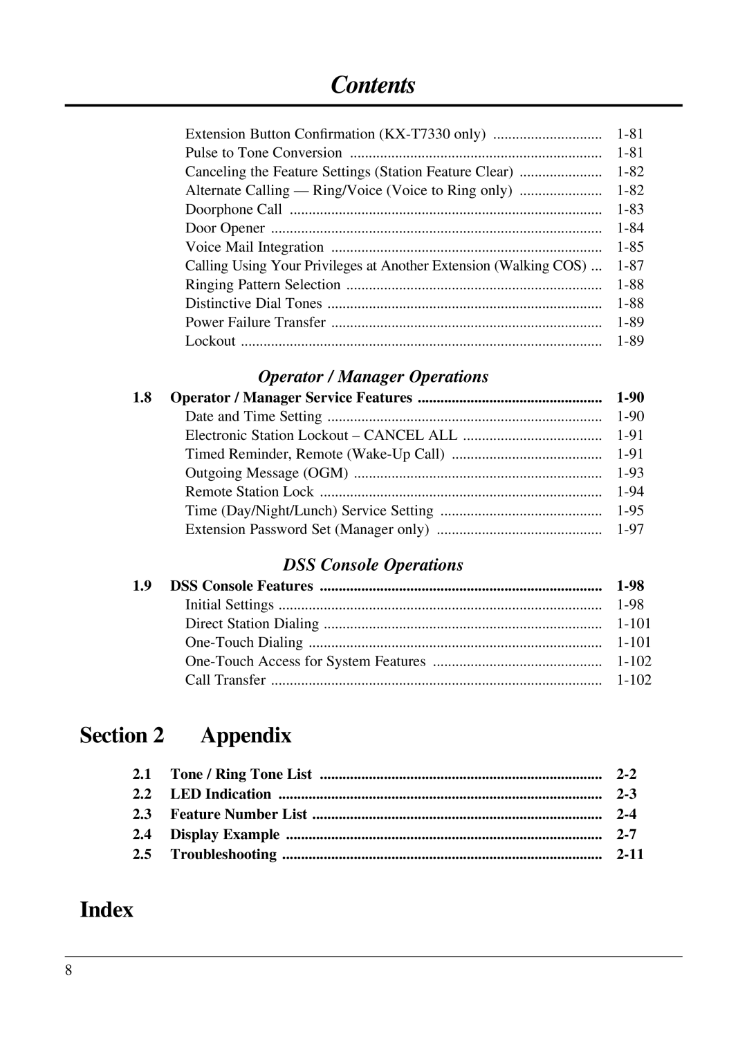 Panasonic KX-TA308 operating instructions Appendix 