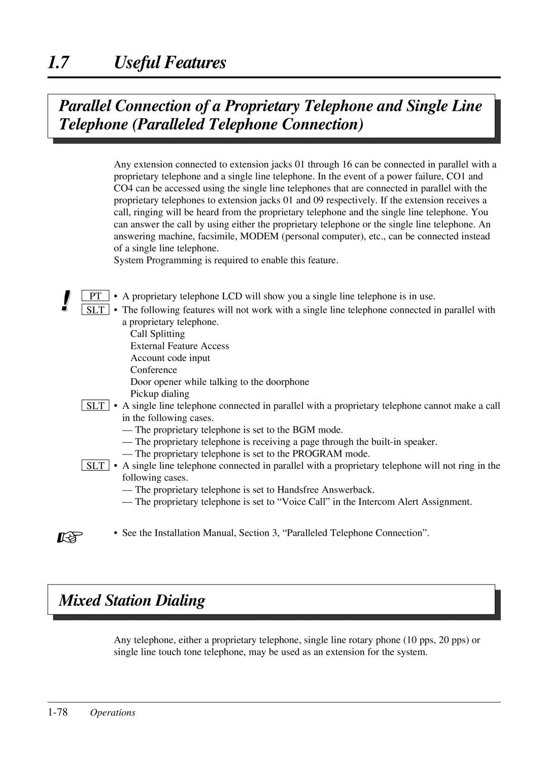 Panasonic KX-TA308 operating instructions Mixed Station Dialing, 78Operations 