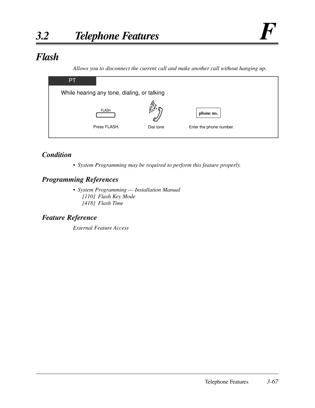 Panasonic KX-TA624 user manual Flash, While hearing any tone, dialing, or talking 